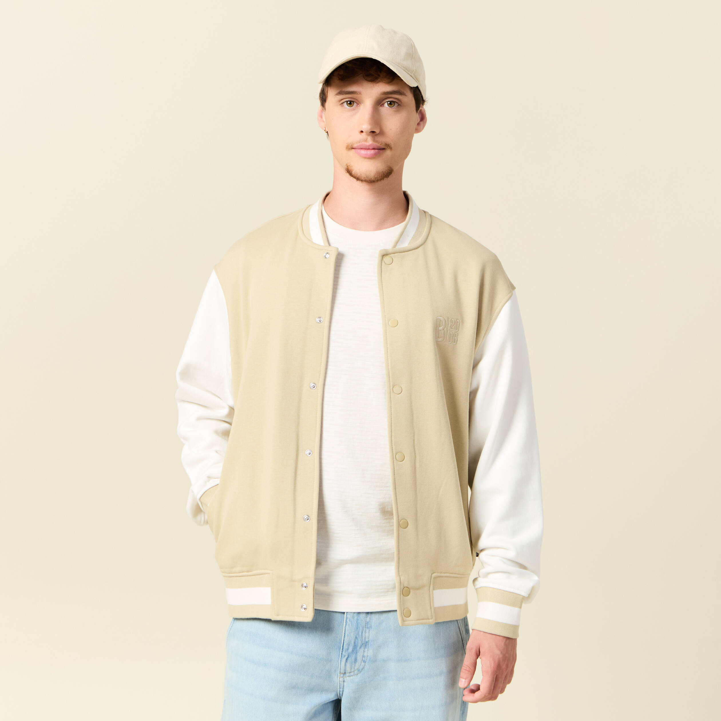 Veste sweat manches longues ecru homme