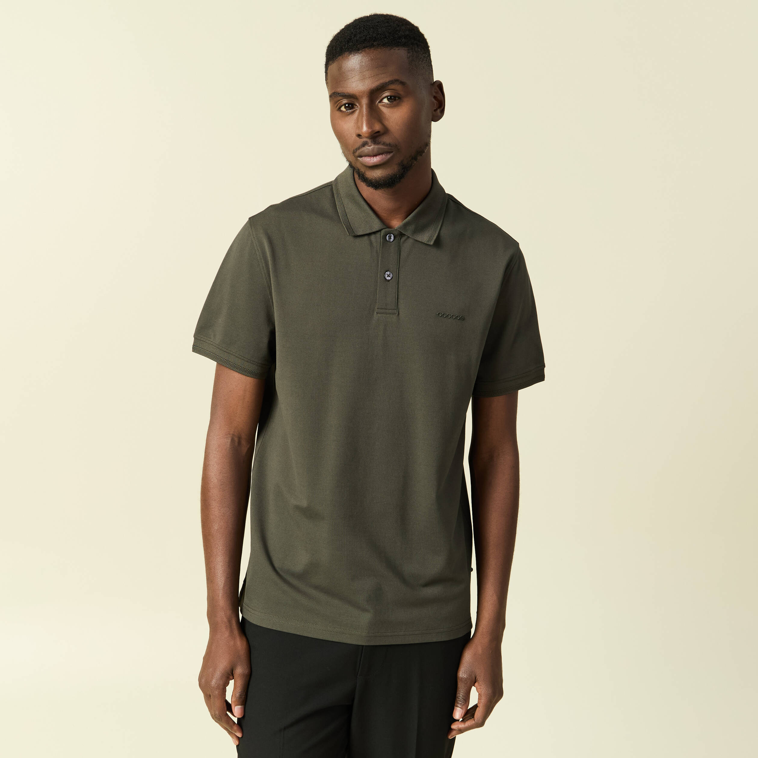 Polo manches courtes vert kaki homme