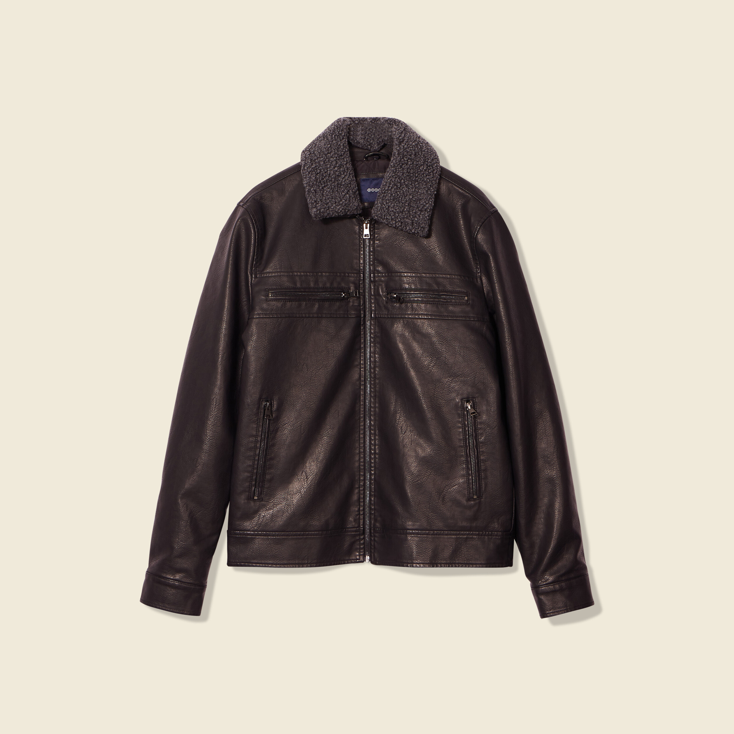 Blouson droit col aviateur noir homme