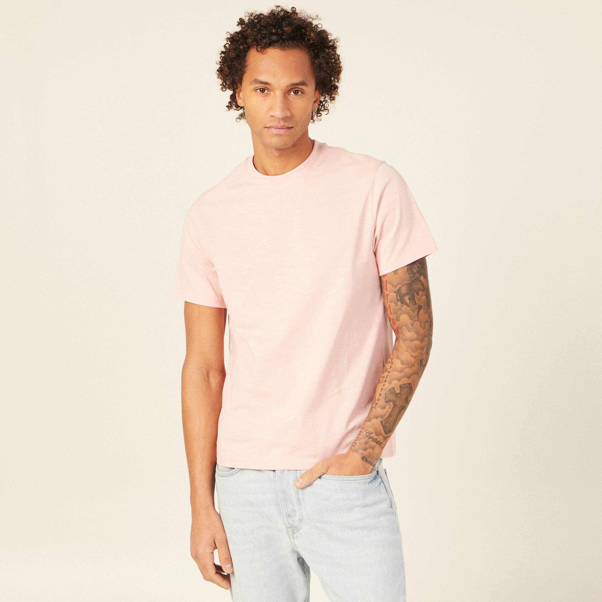 t shirt eco responsable rose clair homme T-shirt éco-responsable rose clair homme