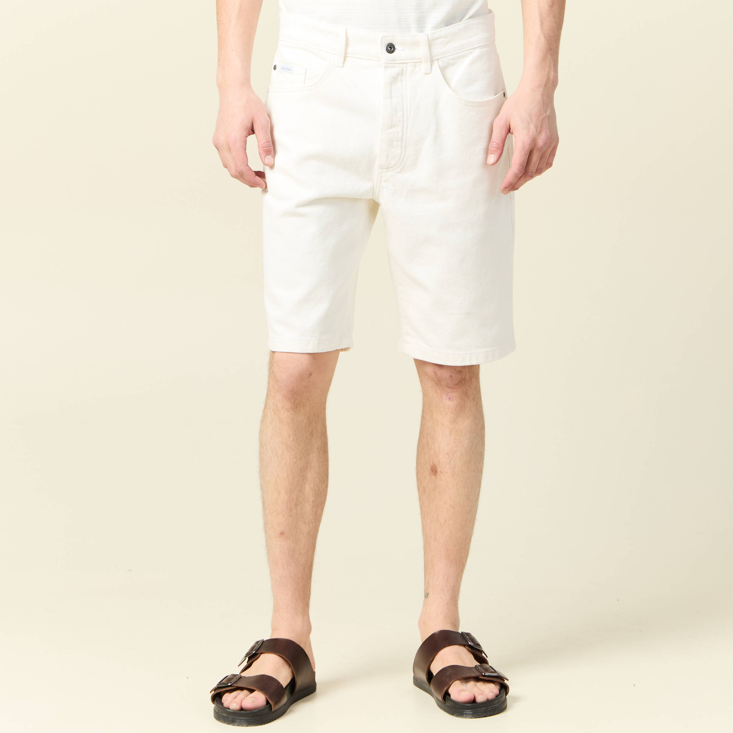 Bermuda droit en jean denim blanc homme