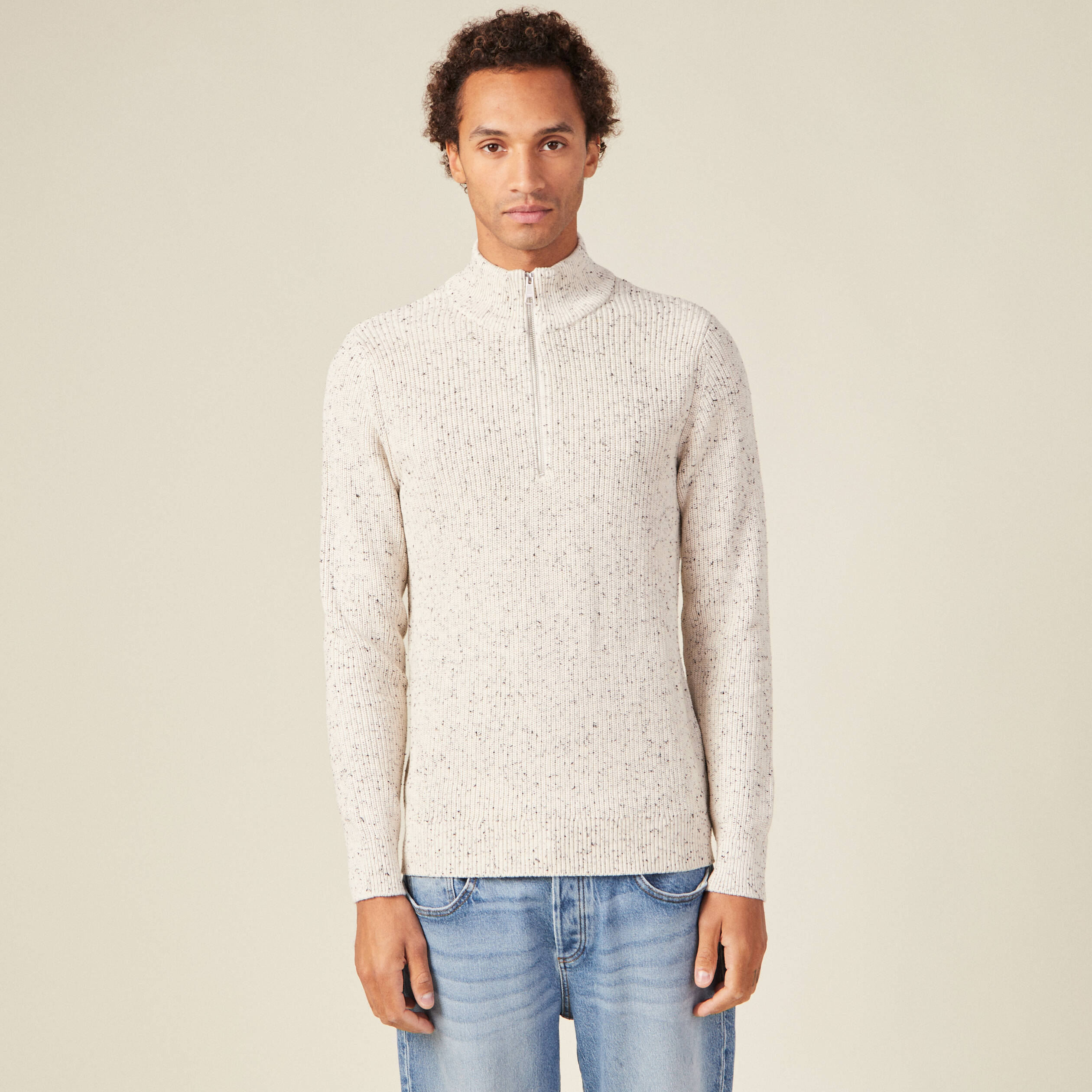 Pull manches longues ecru homme