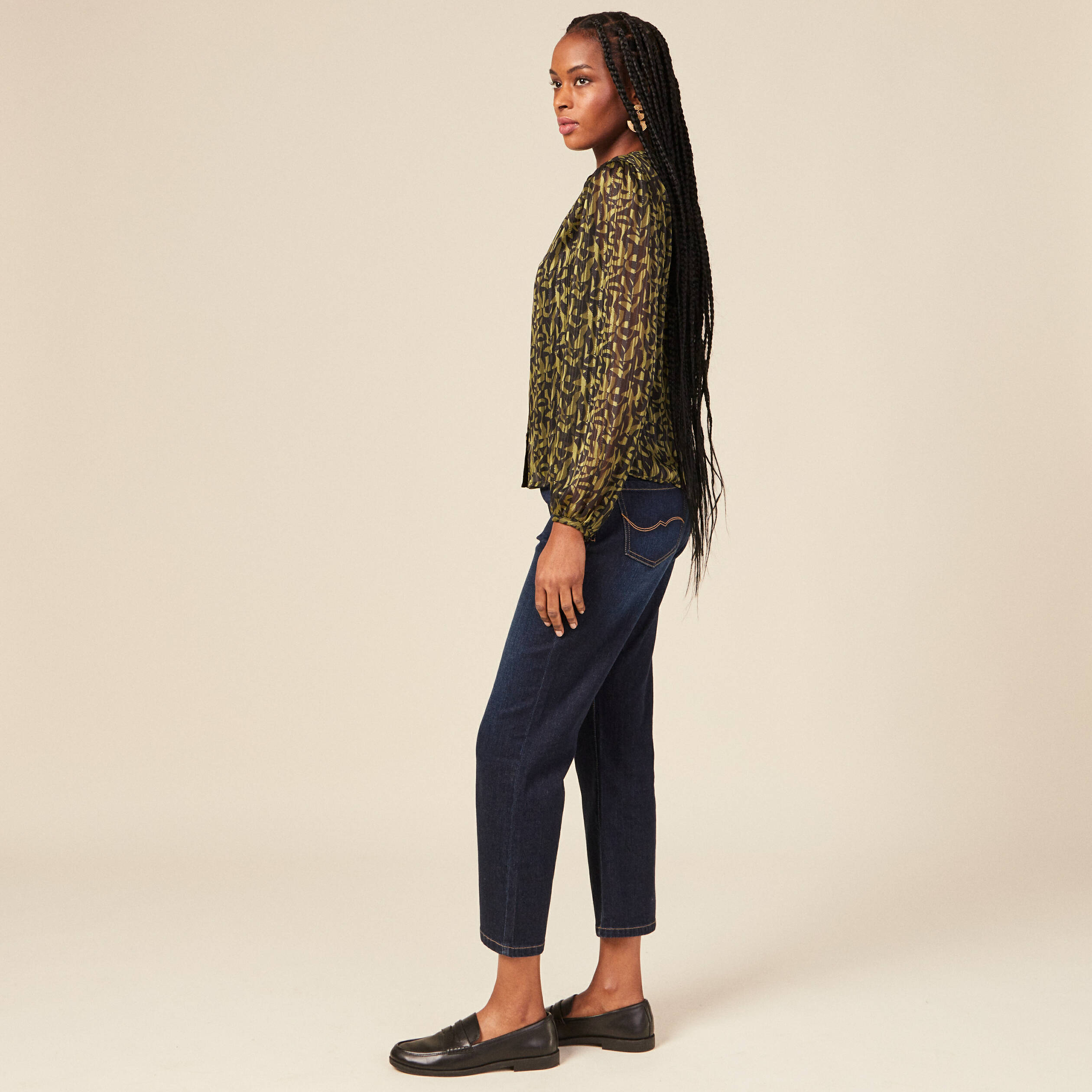 Chemise éco-responsable vert kaki femme