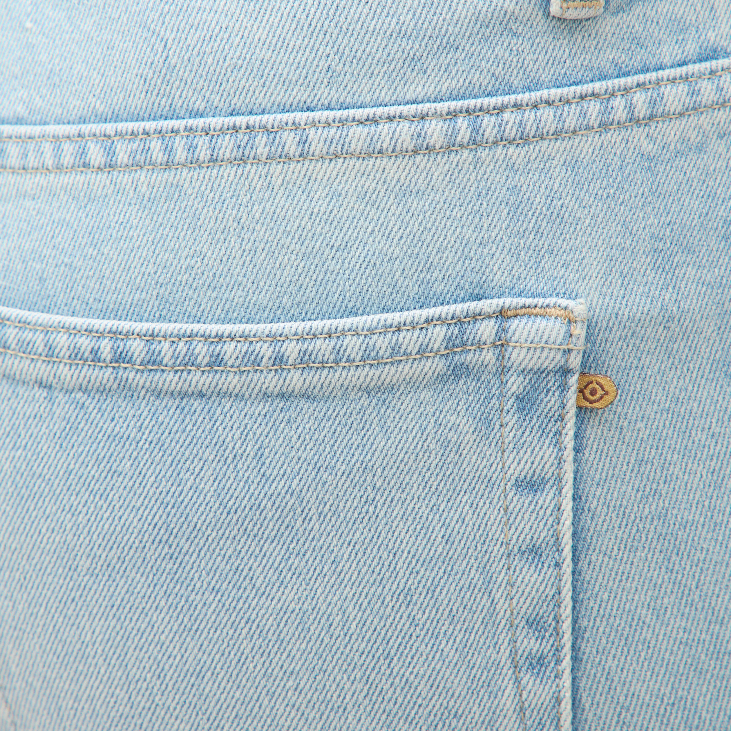 Jeans wide leg taille bascul&eacute;e bleu femme