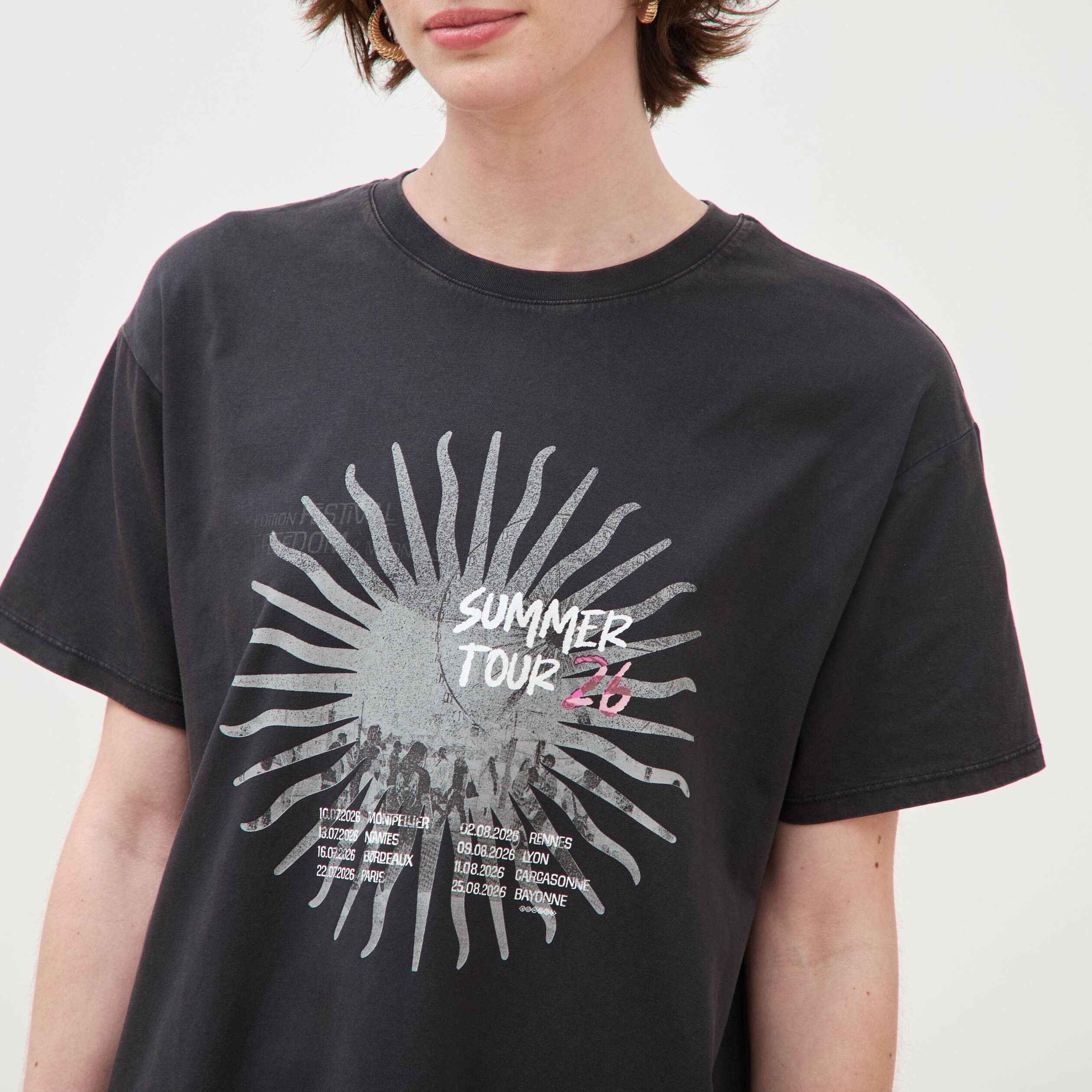 T-shirt oversize en coton noir femme