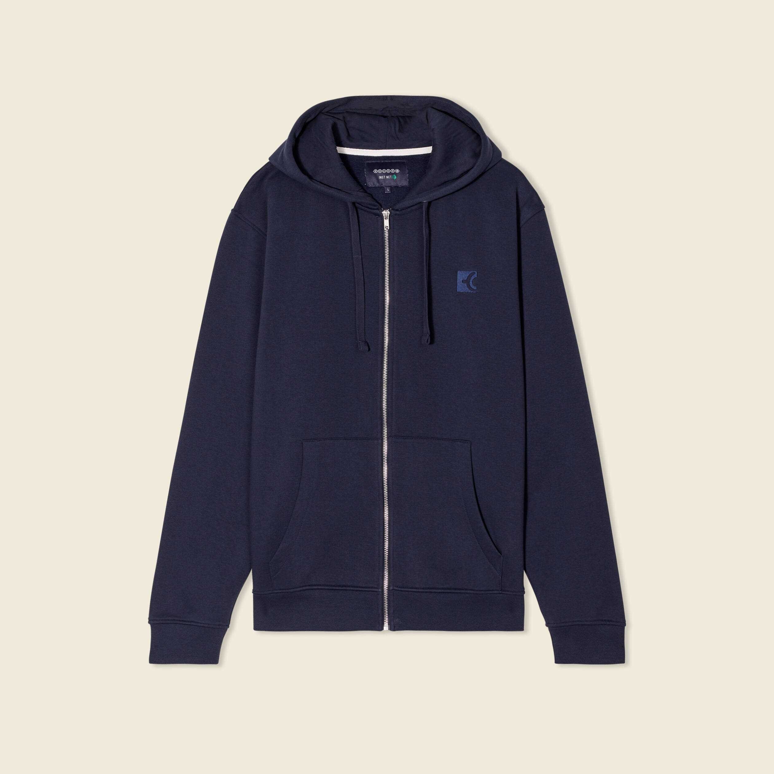 Sweat &agrave; capuche manches longues bleu marine homme