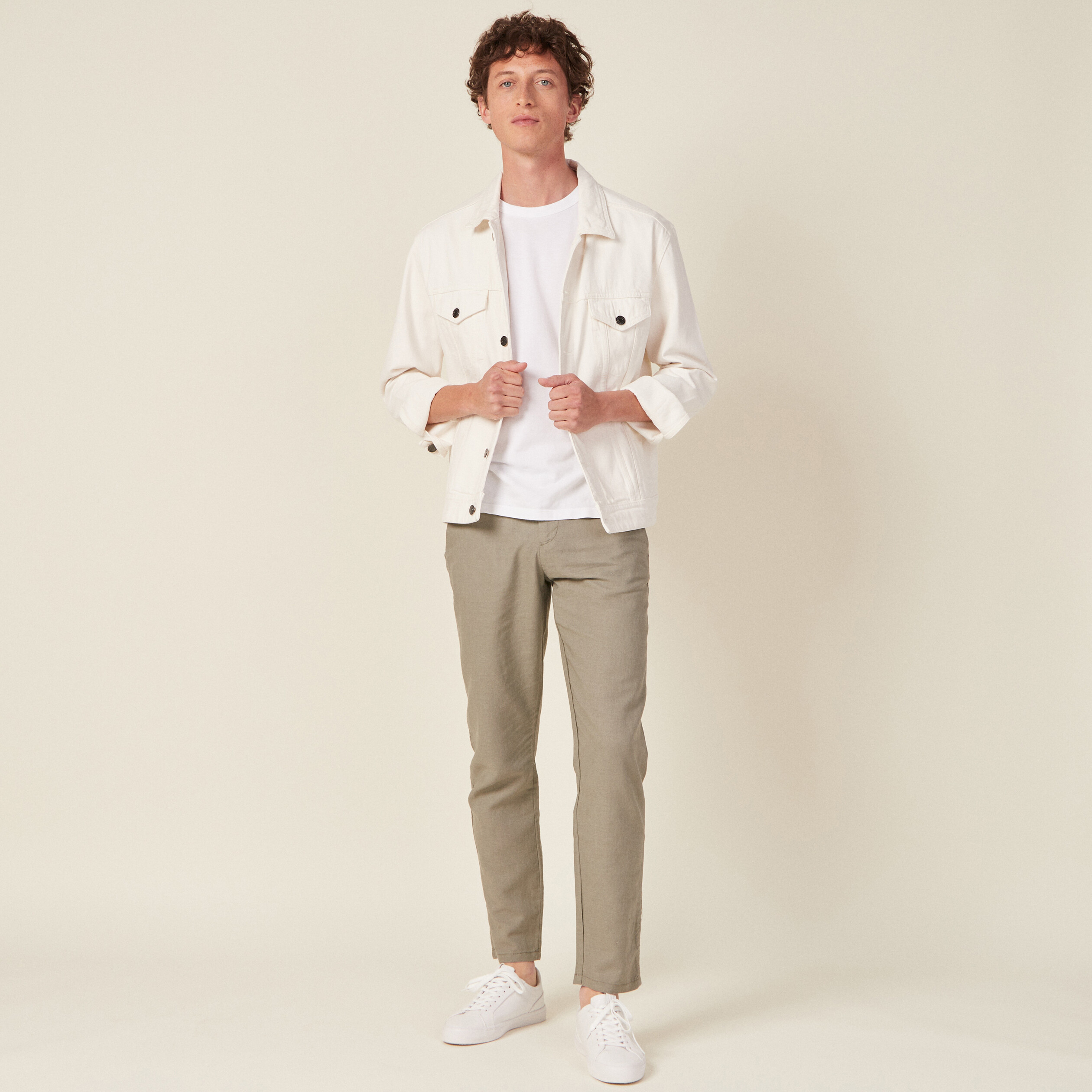 Pantalon slim éco-responsable vert kaki homme