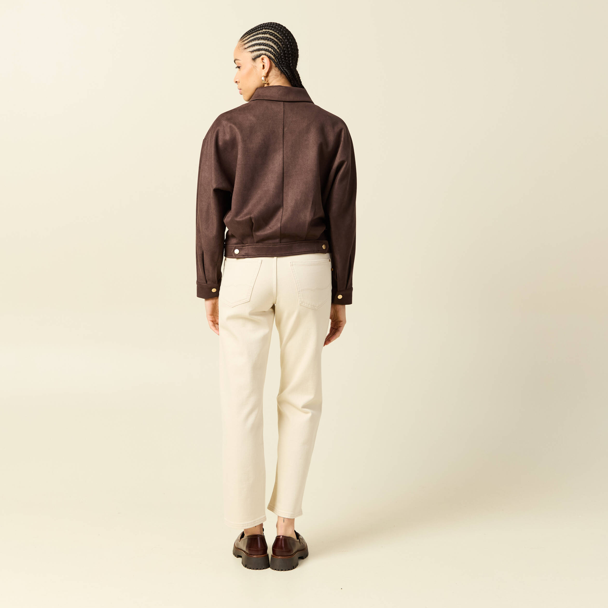 Veste oversize manches longues marron foncé femme