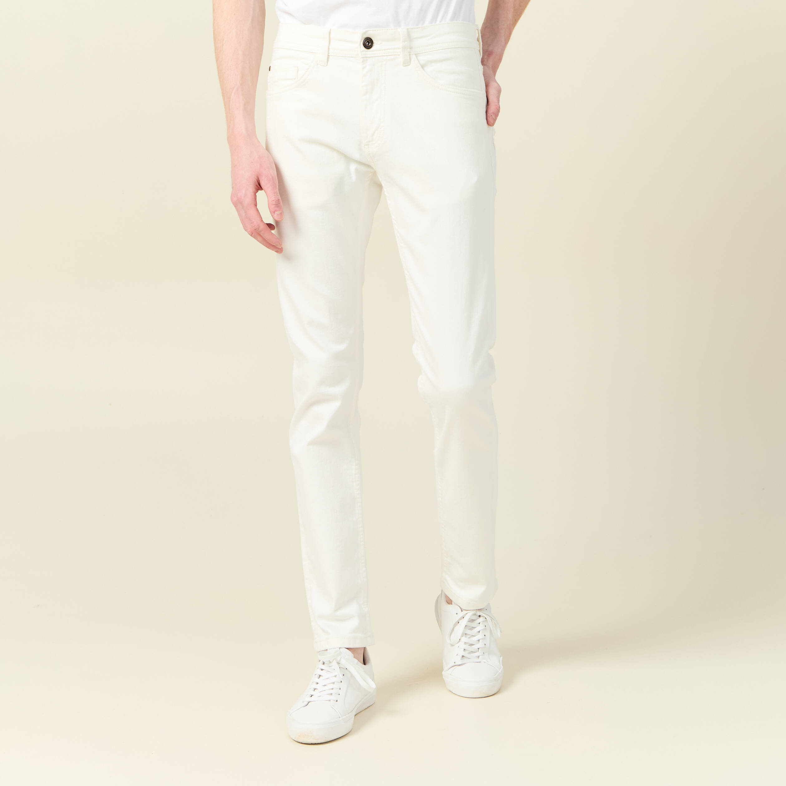 Jeans slim longueur 32 denim blanc homme