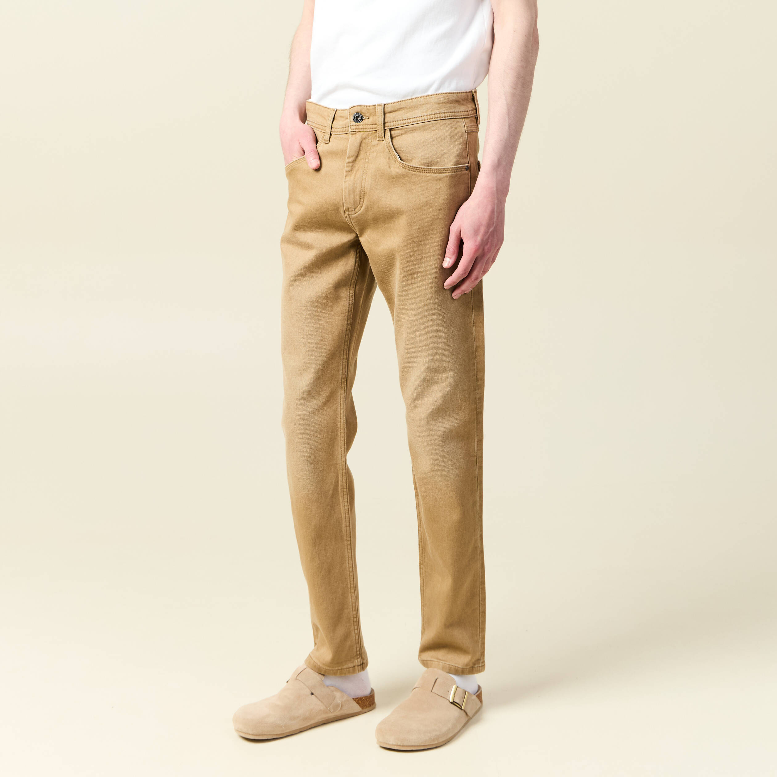 Jeans straight longueur 32 denim camel homme Vibs