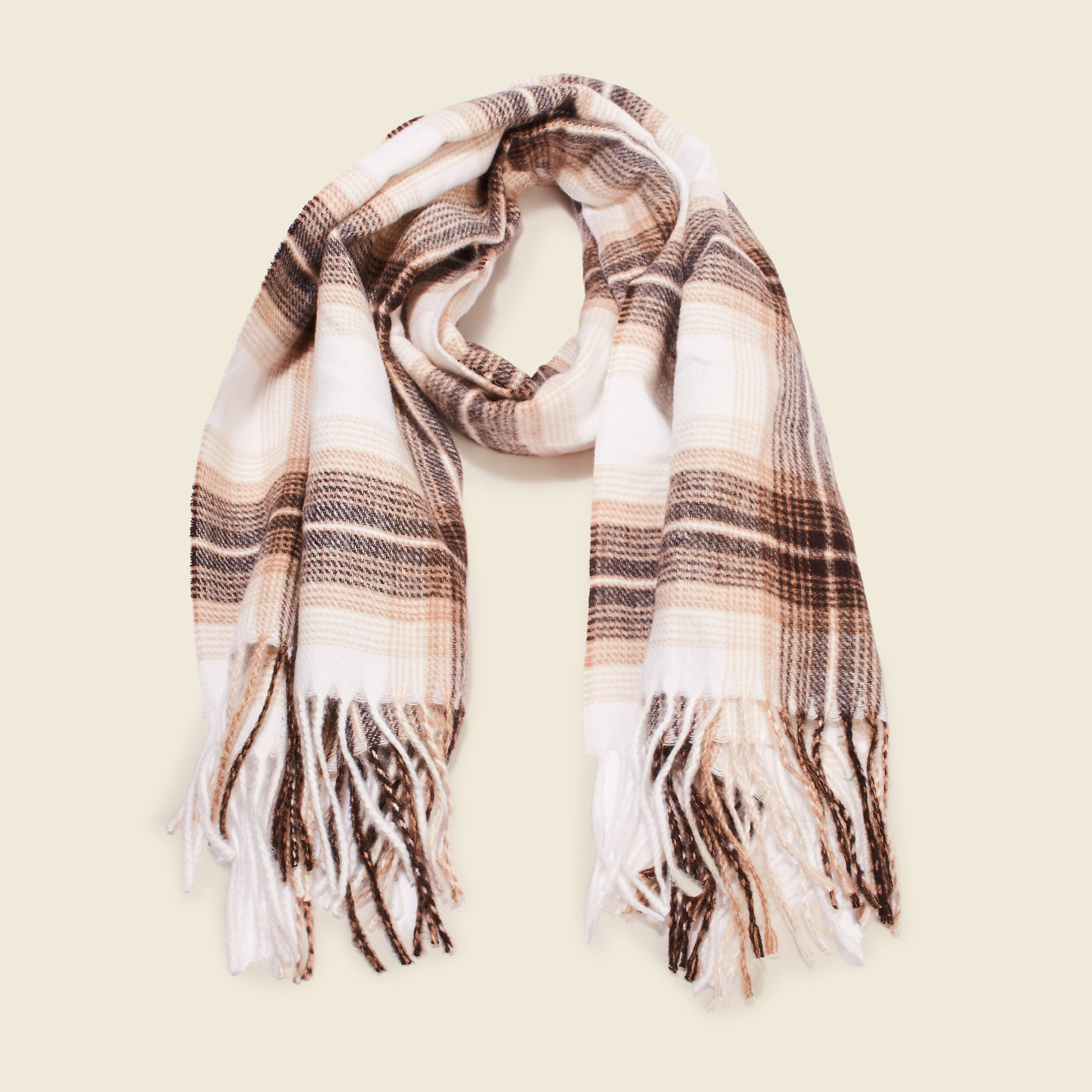 Écharpe Femme Beige Et Or – Acrylique – Neuve Avec étiquettes