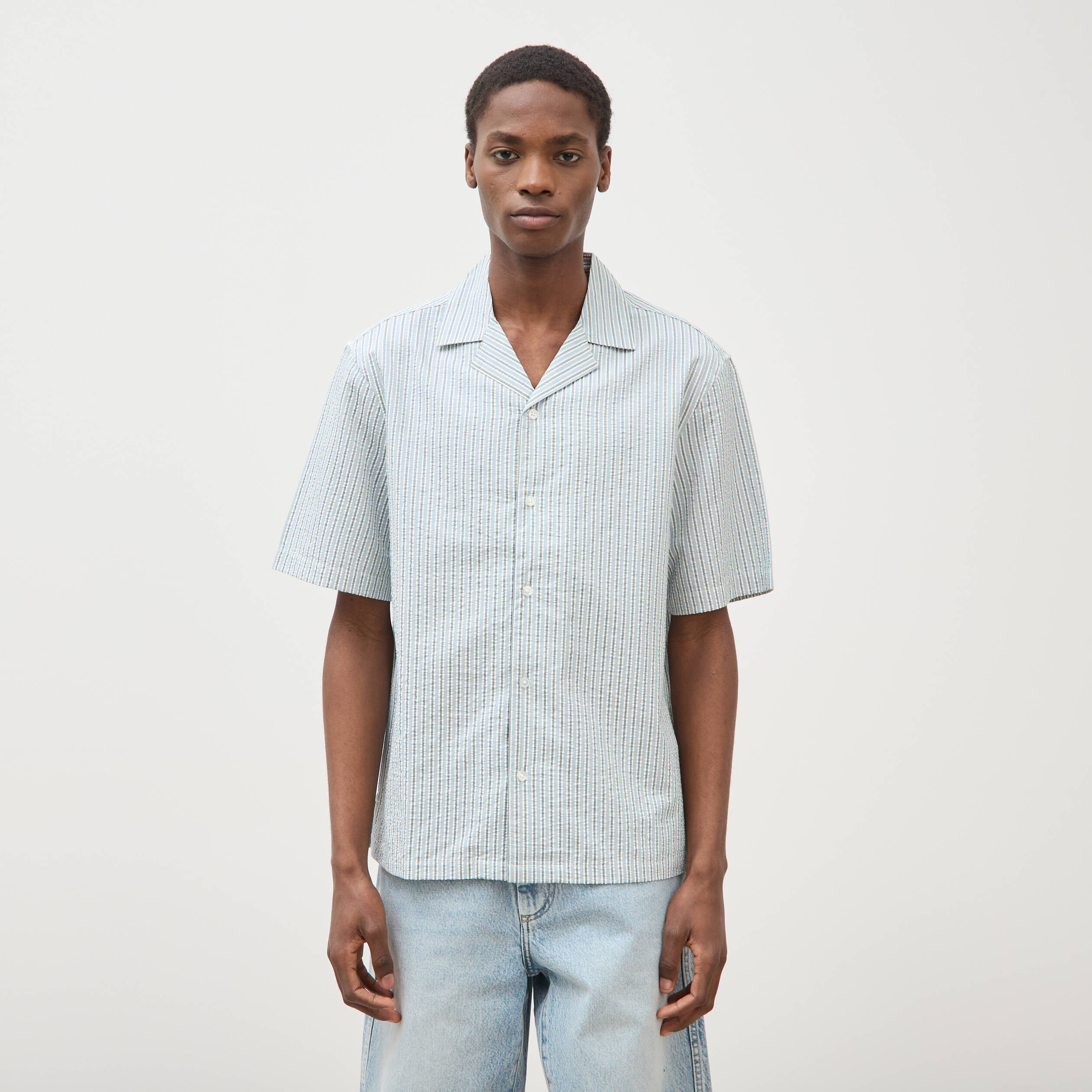 Chemise boyfriend manches courtes vert clair homme