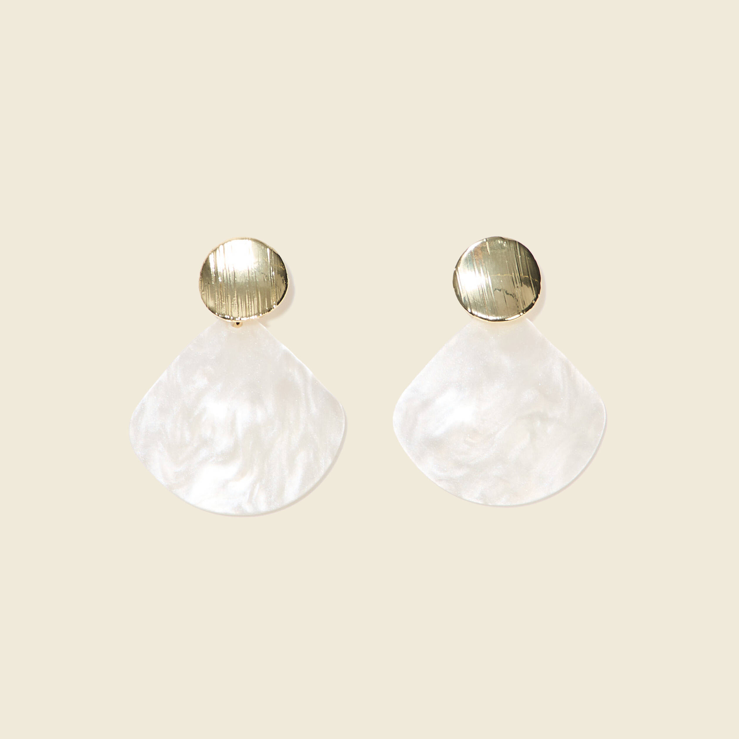 Boucles d'oreilles pendantes ecru femme