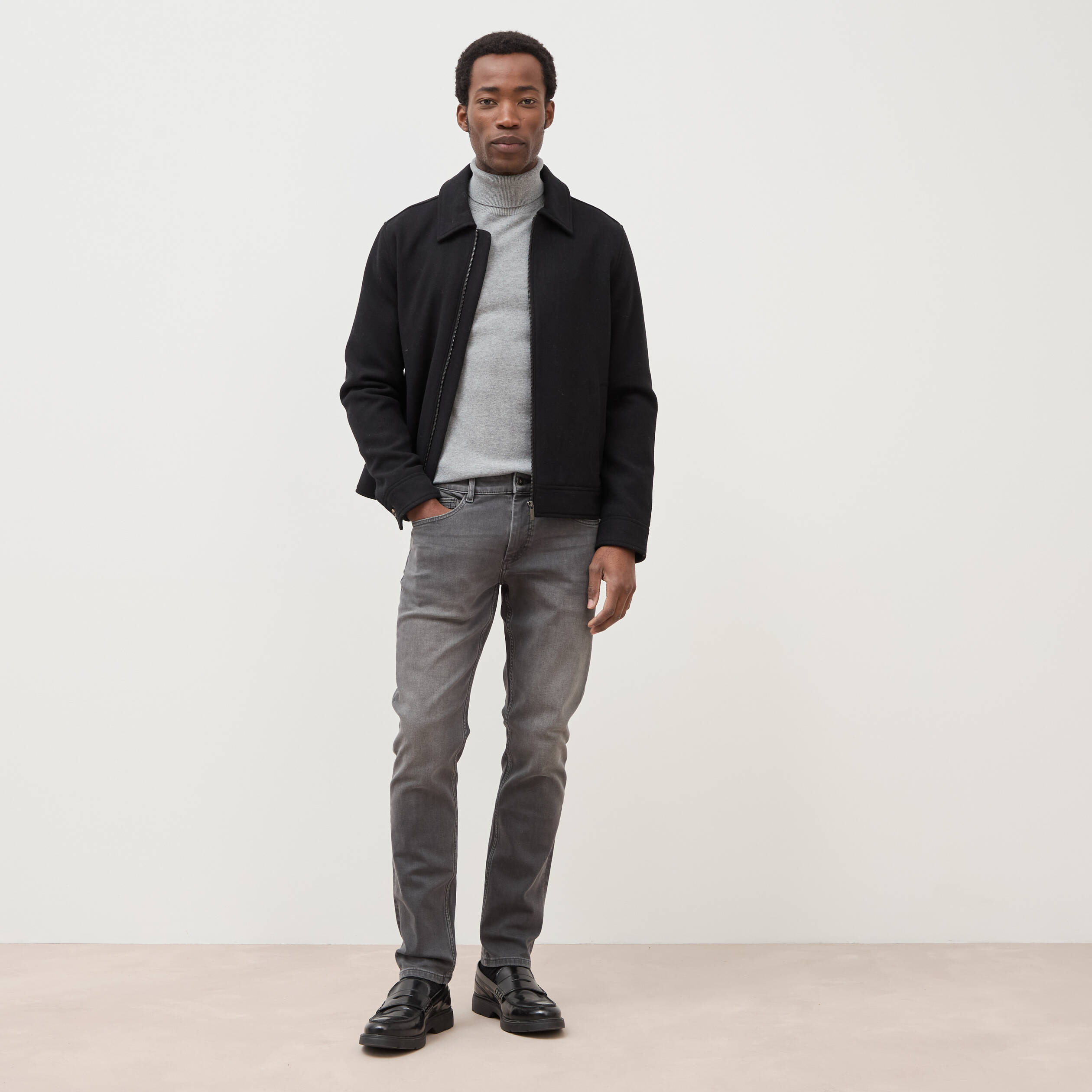 Jeans slim 5 poches longueur 32 denim gris homme