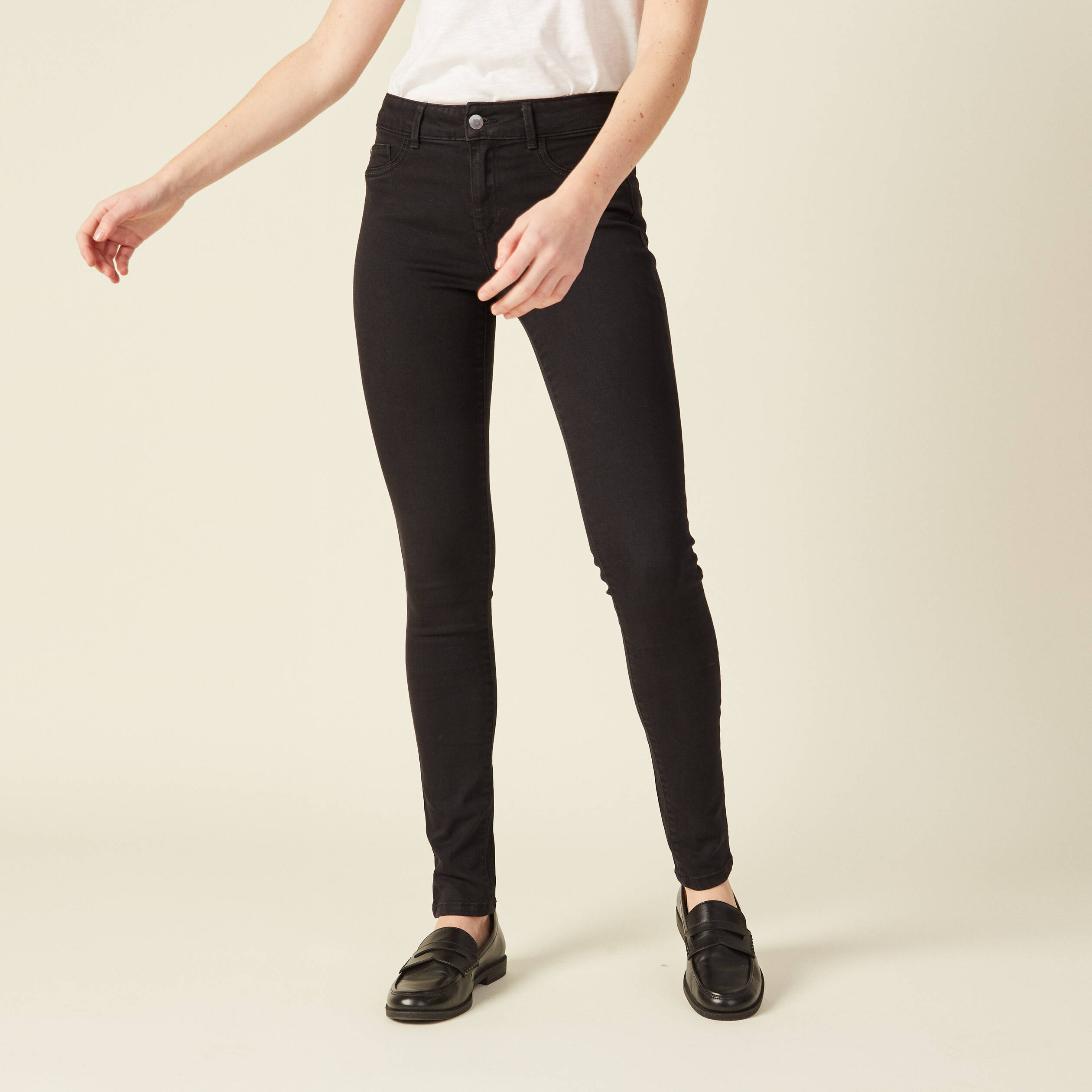 Jegging à taille haute en denim noir