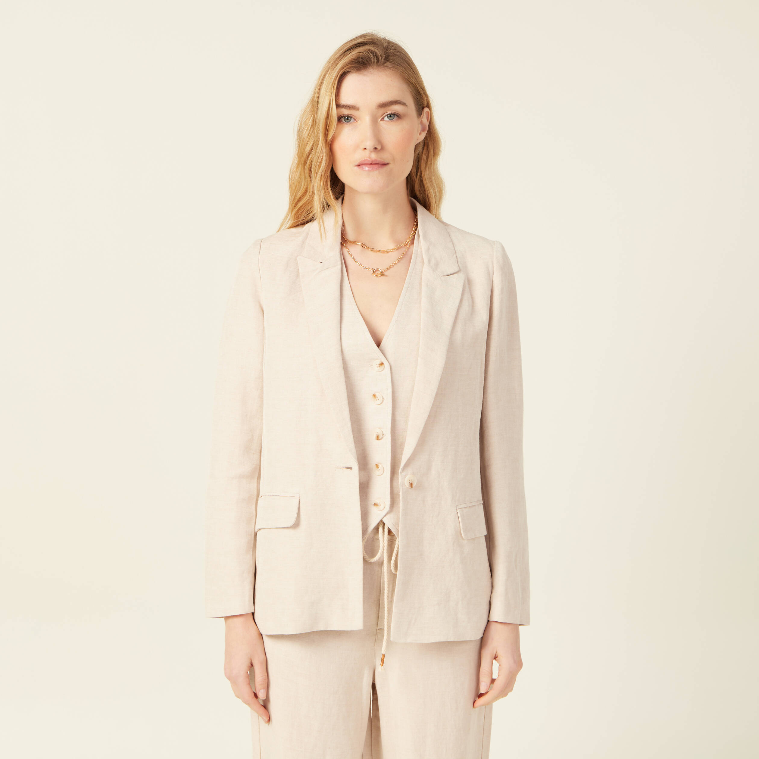 Veste ajust&eacute;e manches longues doublure sable femme