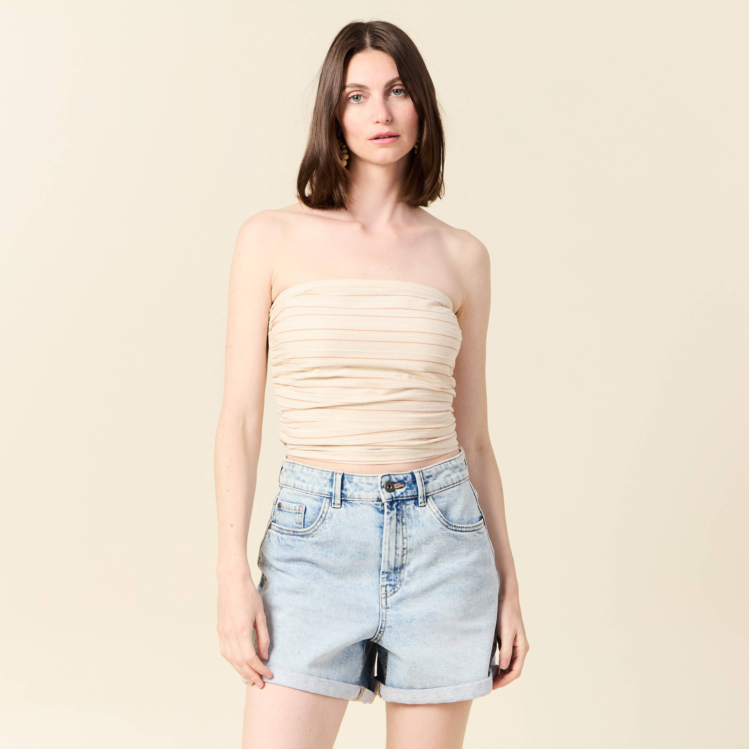 bustier sans manches ecru femme Bustier sans manches ecru femme