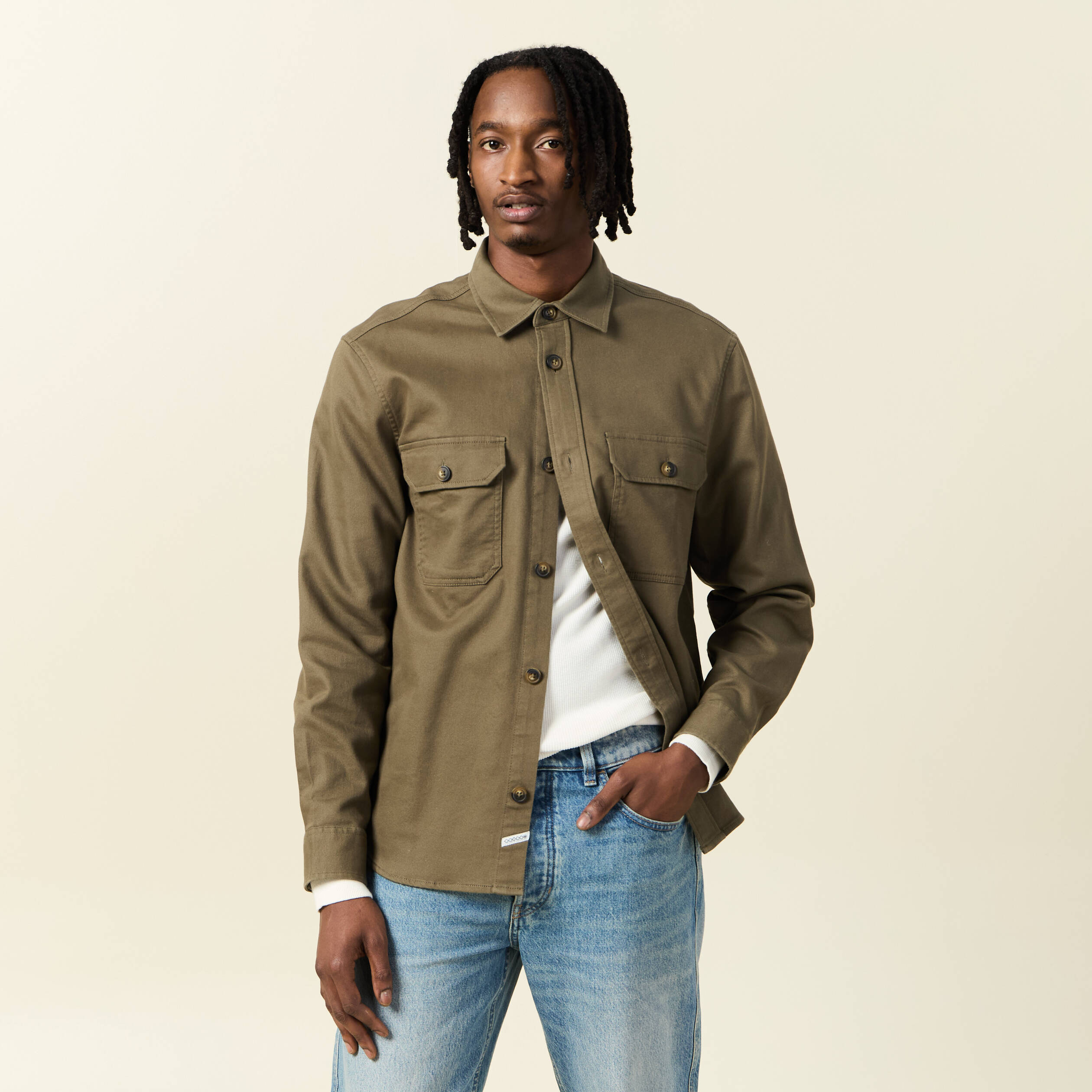 surchemise manches longues vert kaki homme Surchemise manches longues vert kaki homme