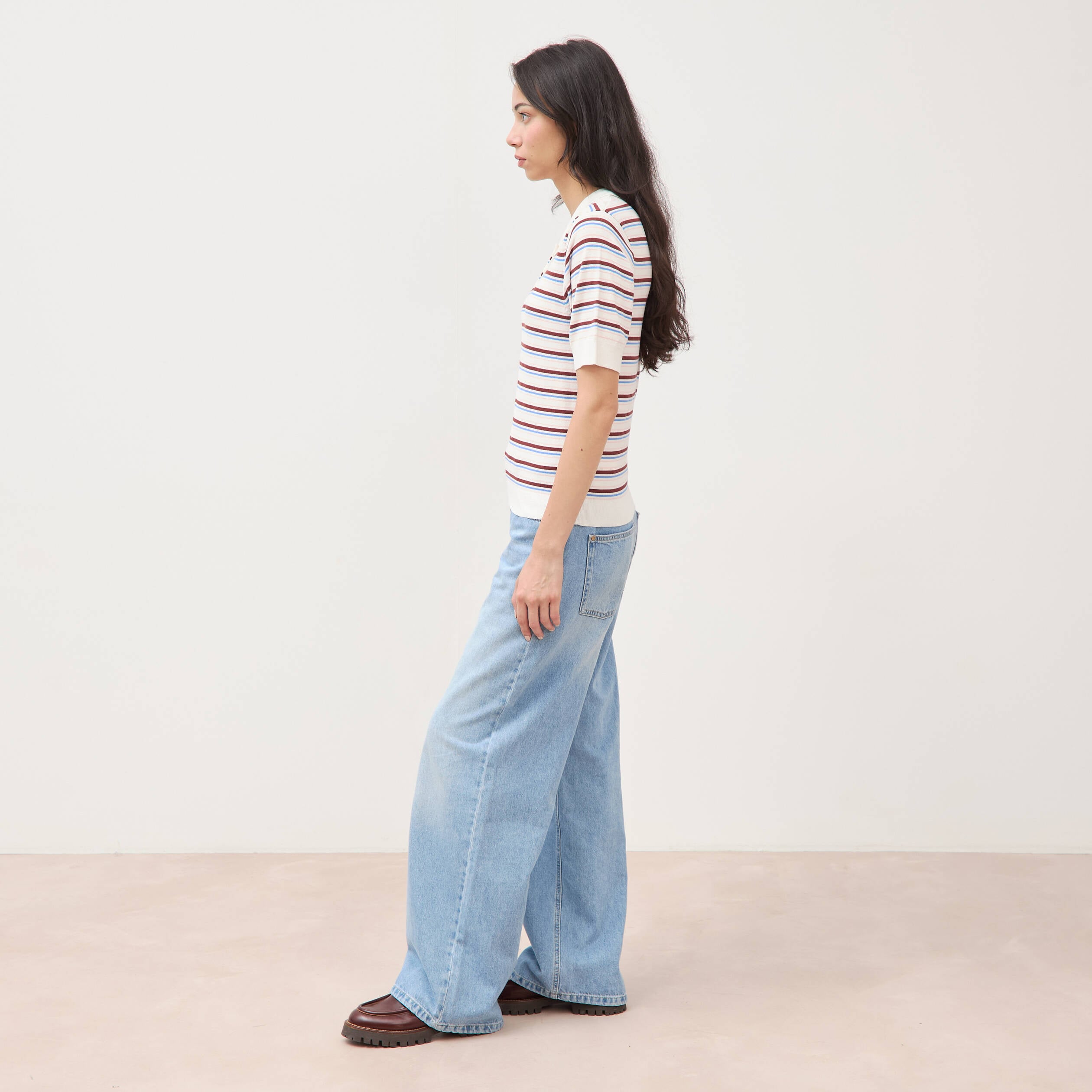 Polo manches courtes ecru femme