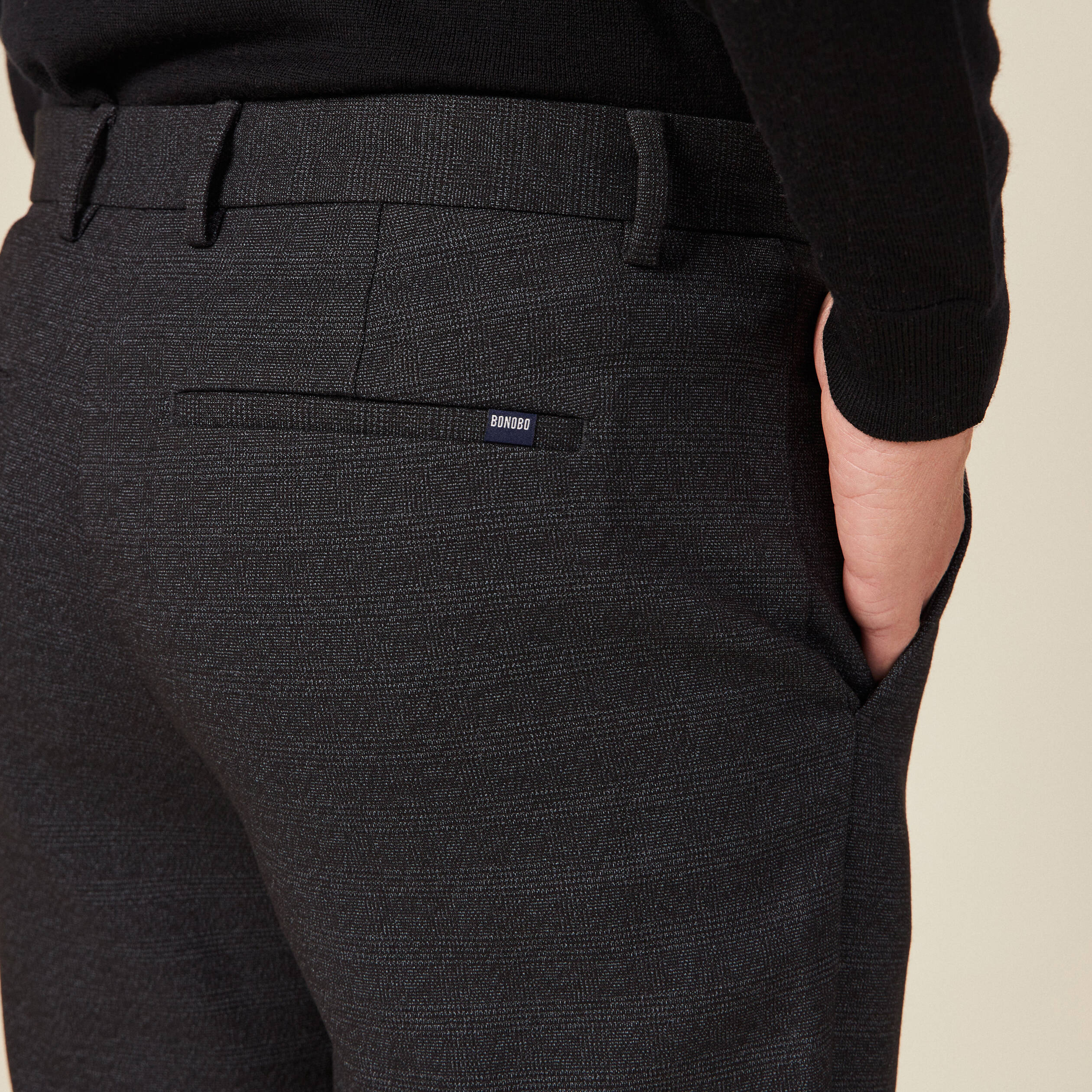 Pantalon chino tapered noir homme