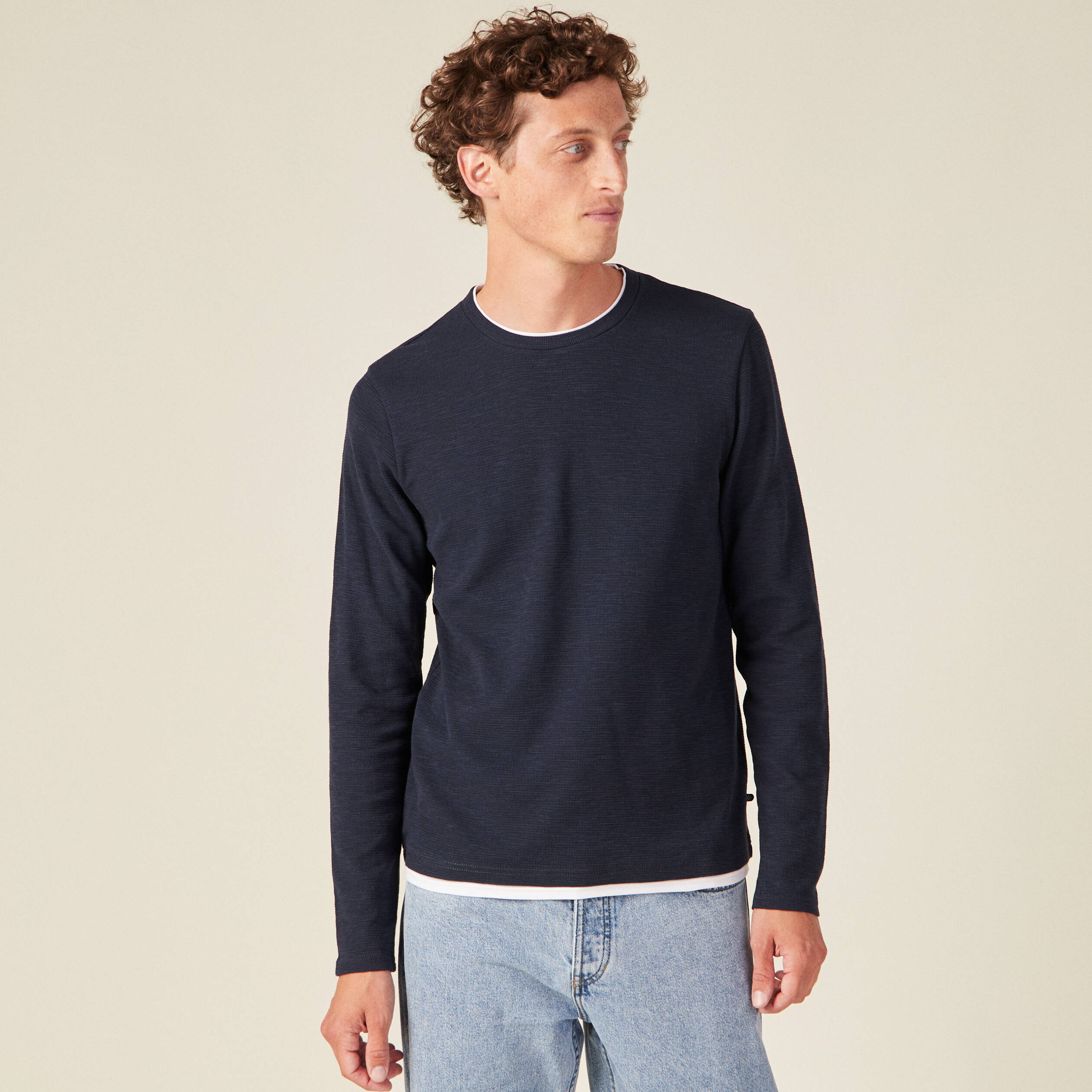T-shirt manches longues bleu marine homme