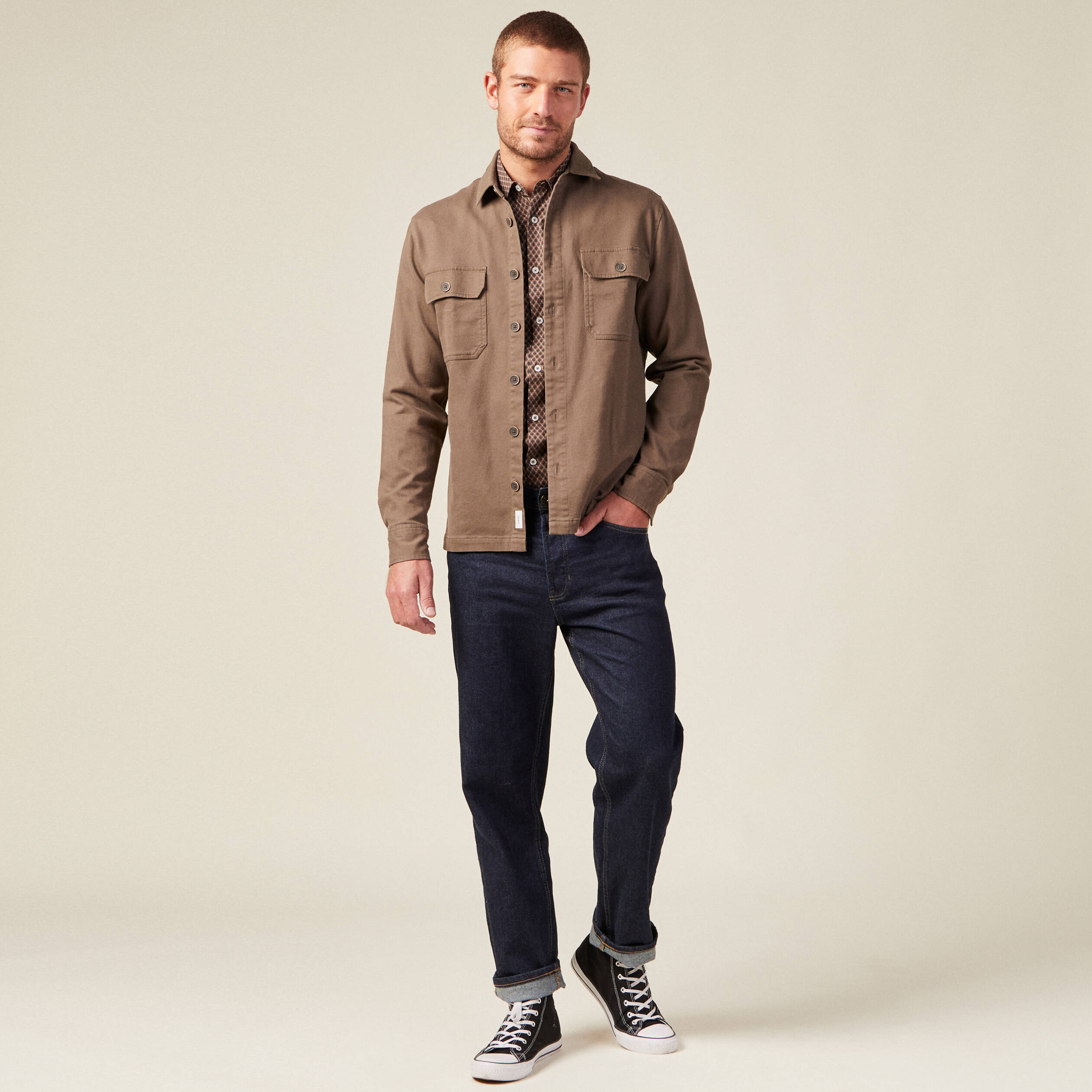 Chemise éco-responsable marron homme