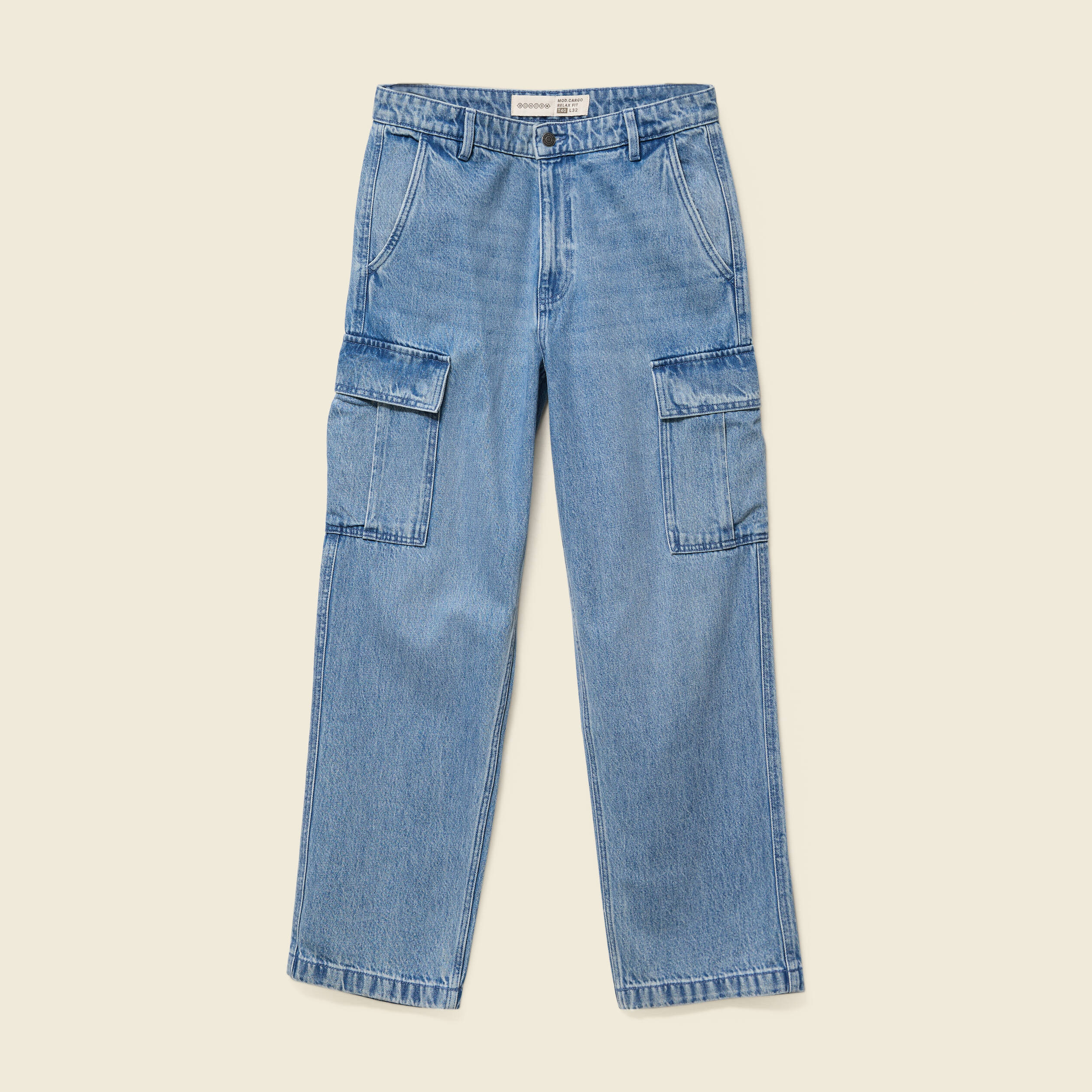 pantalon cargo en coton denim bleach homme Pantalon cargo en coton denim bleach homme