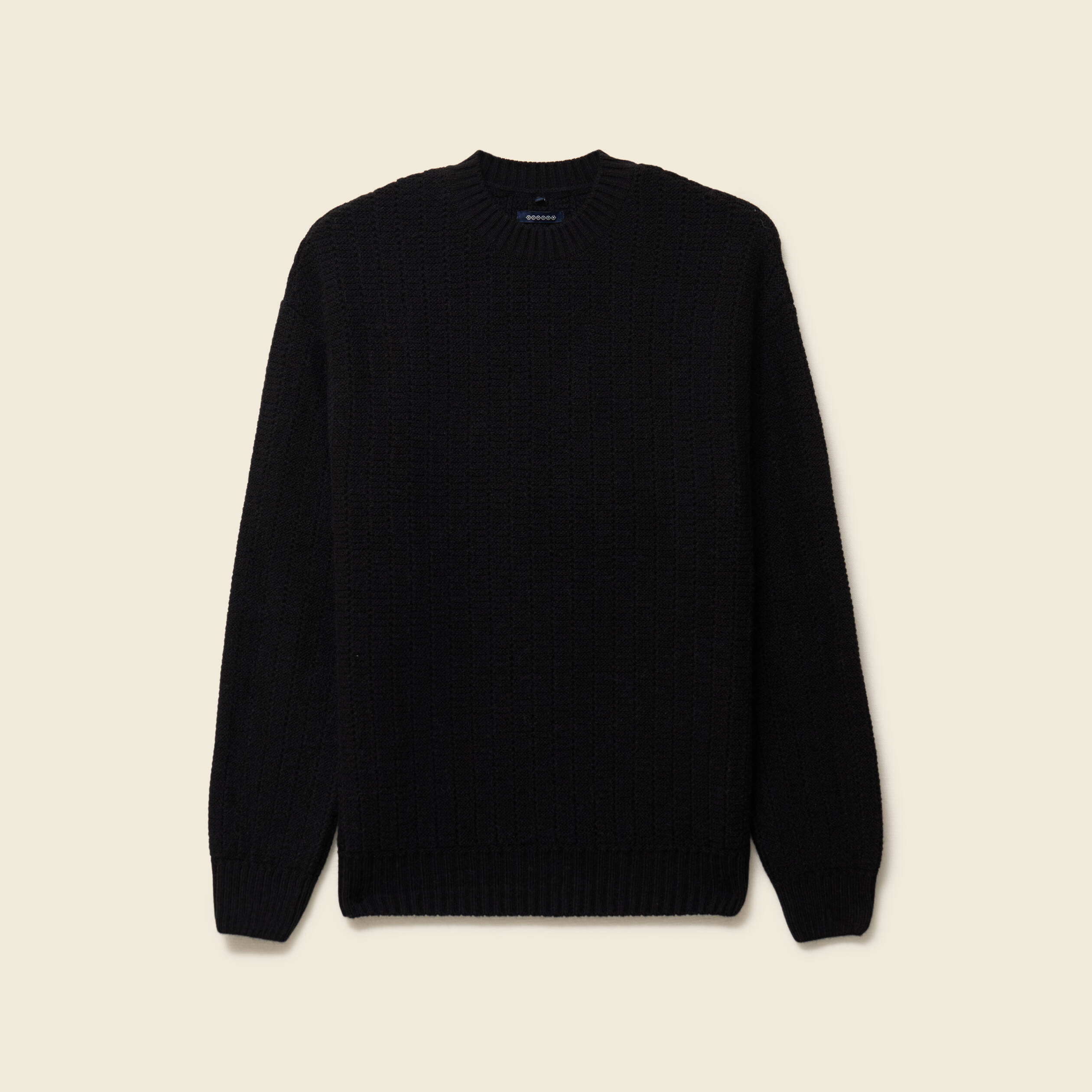 Pull manches longues col rond noir homme
