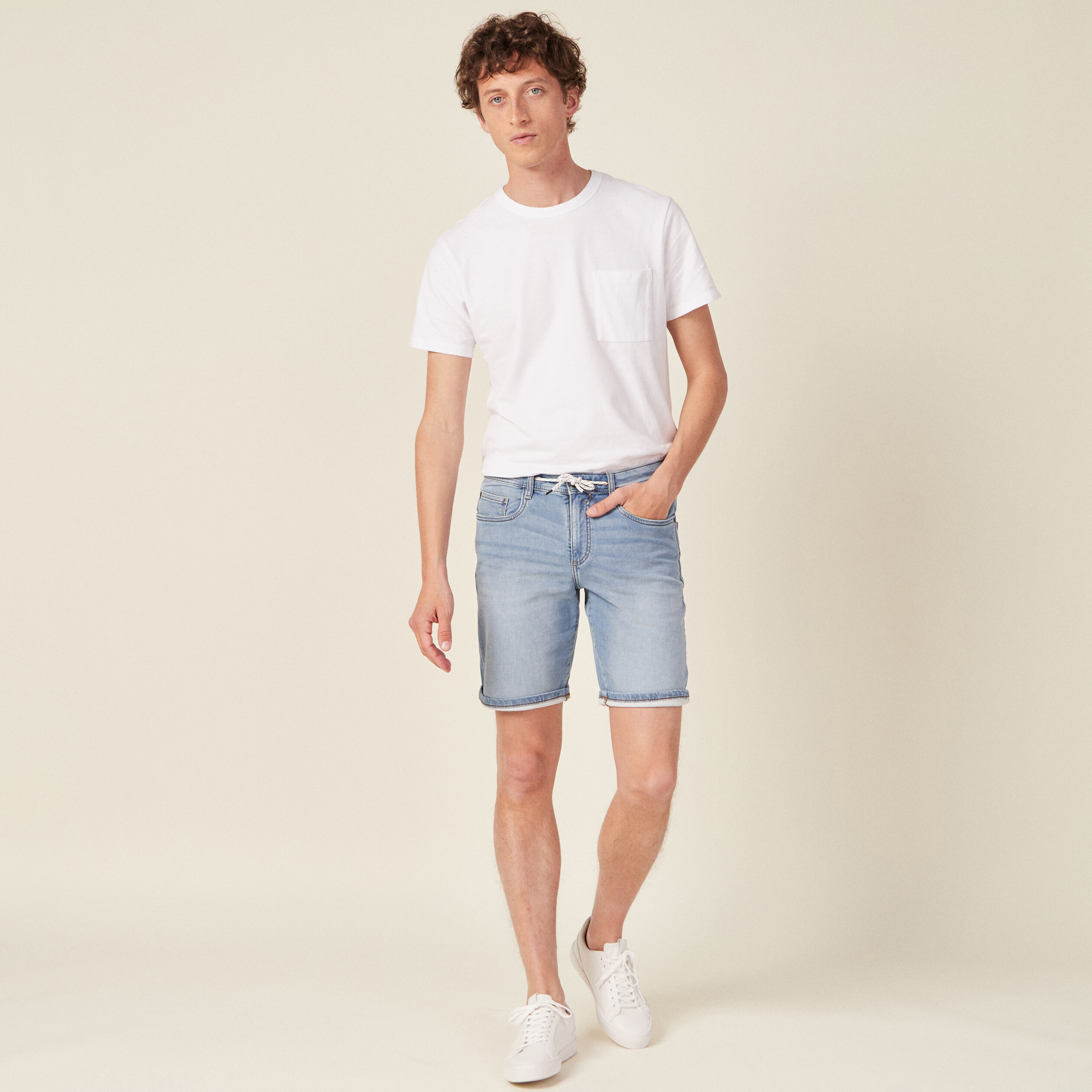 Bermuda éco-responsable denim bleach homme