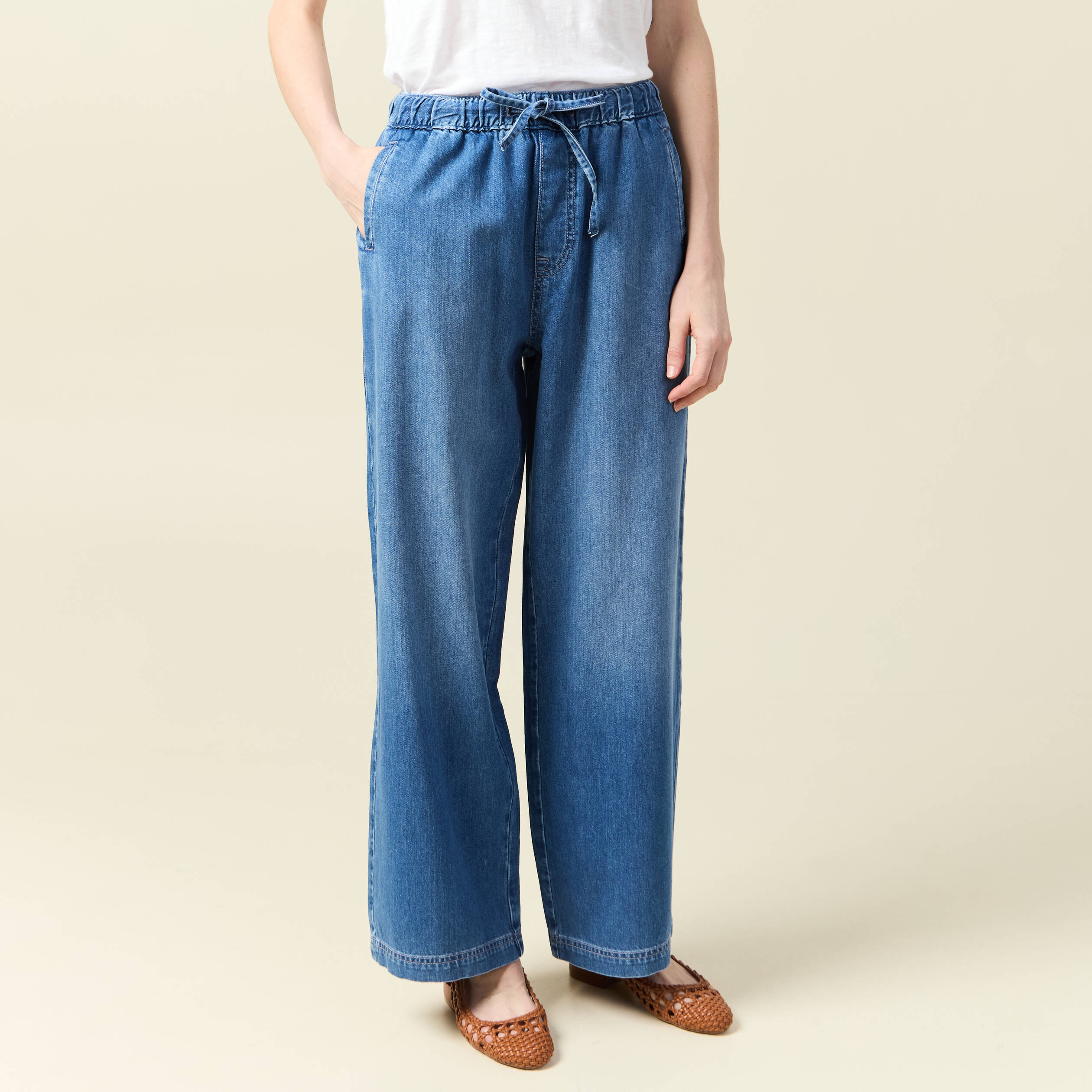 jeans jogging elastique denim used femme Jeans jogging élastiqué denim used femme