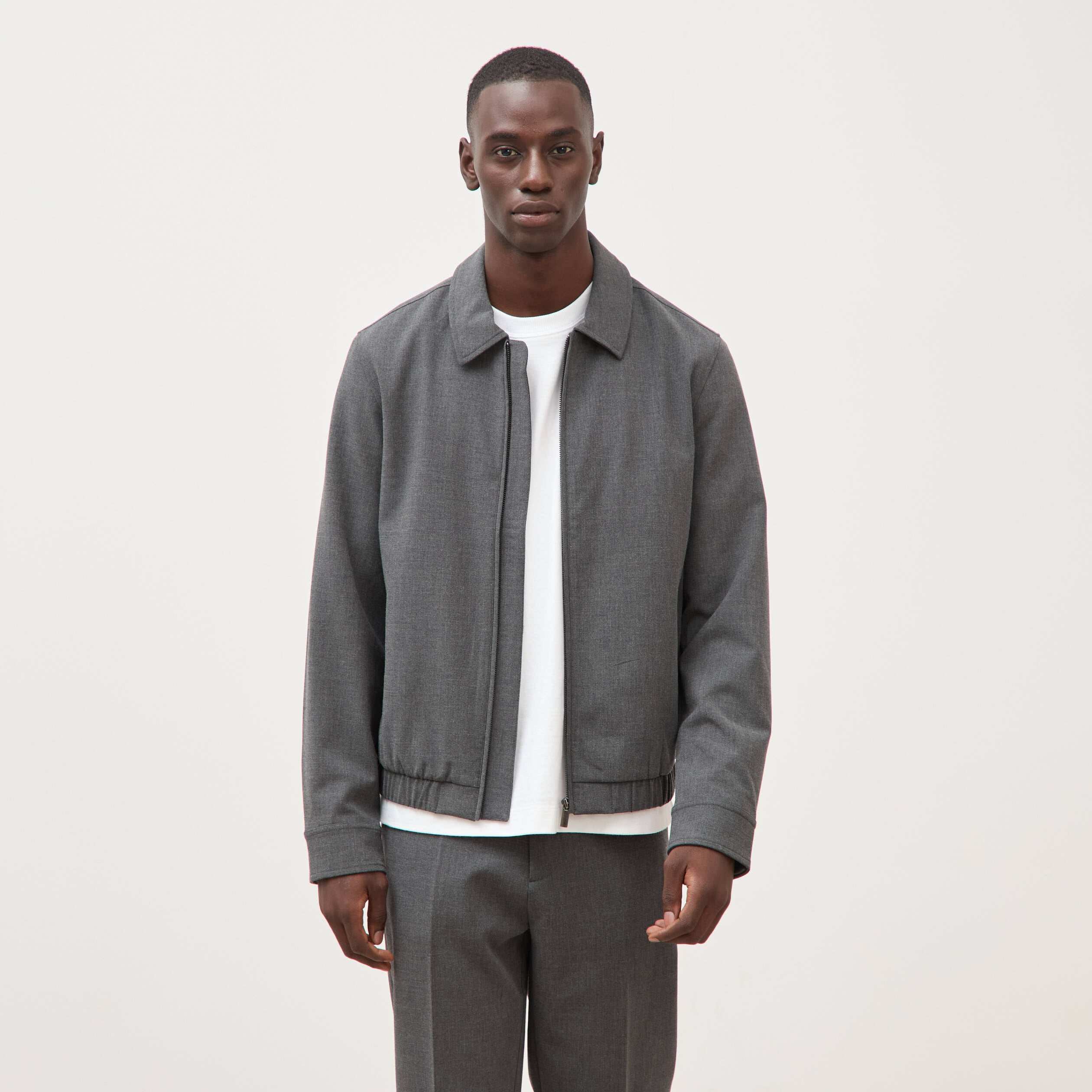 Blouson manches longues doubl&eacute; gris fonc&eacute; homme