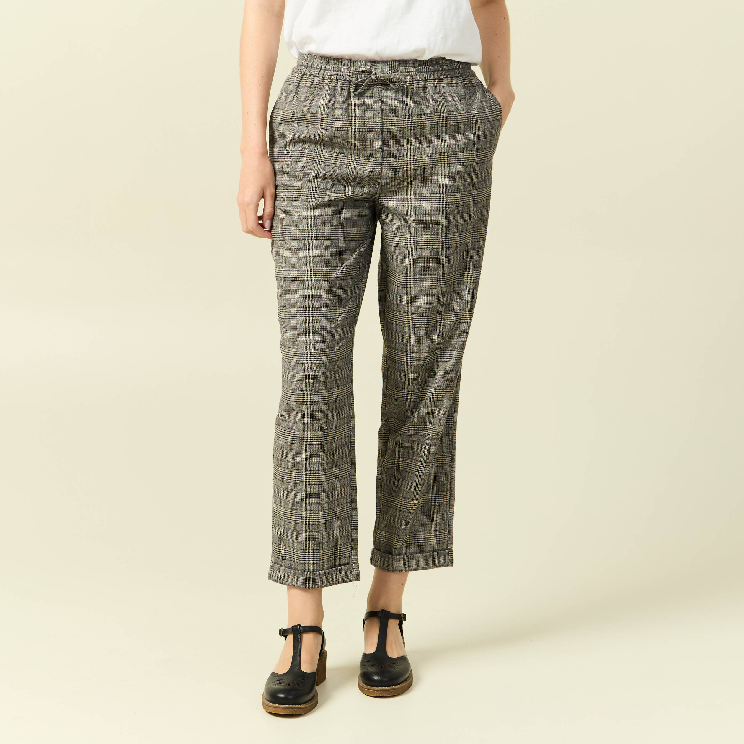 Pantalon taille haute fluide noir femme