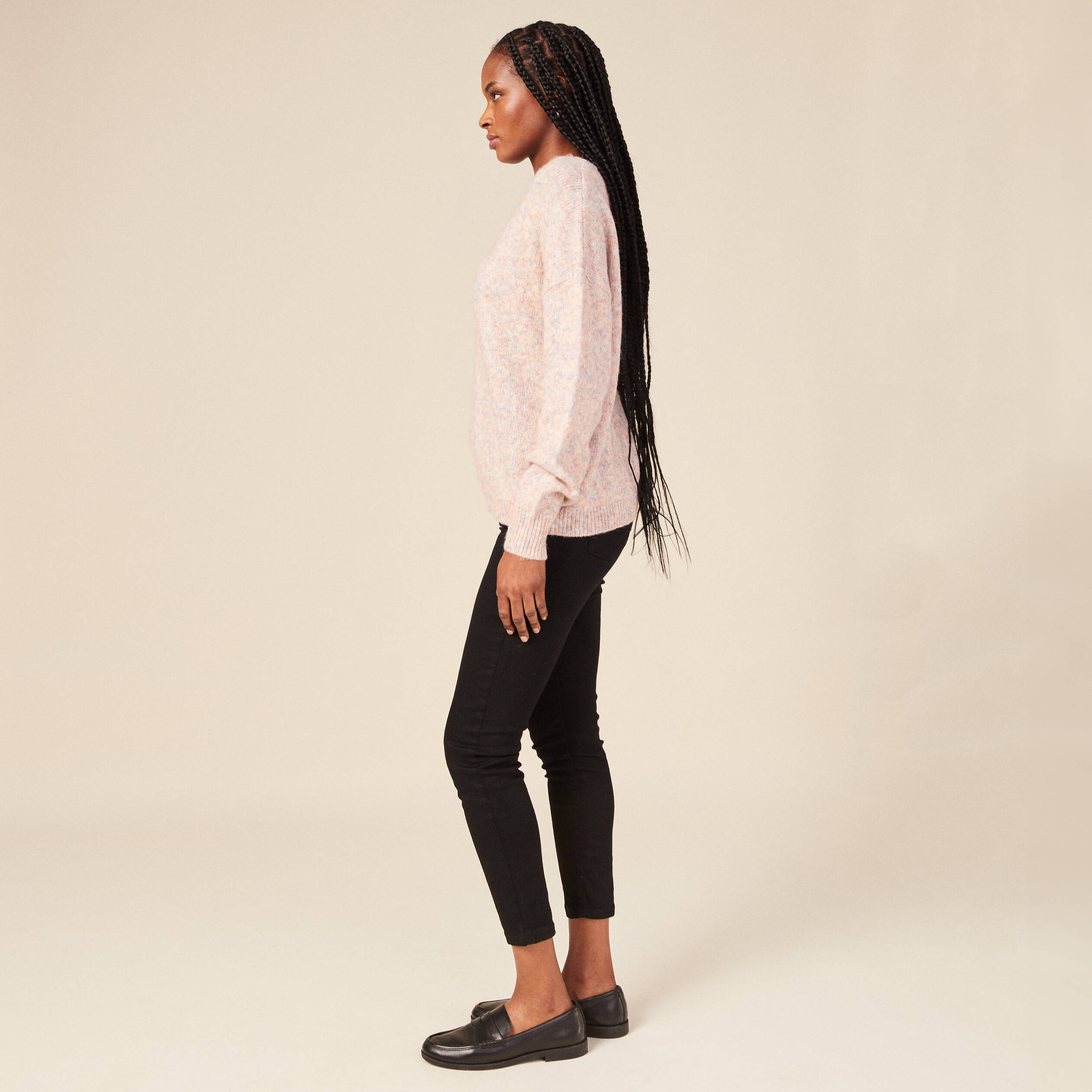 Pull manches longues violet foncé femme