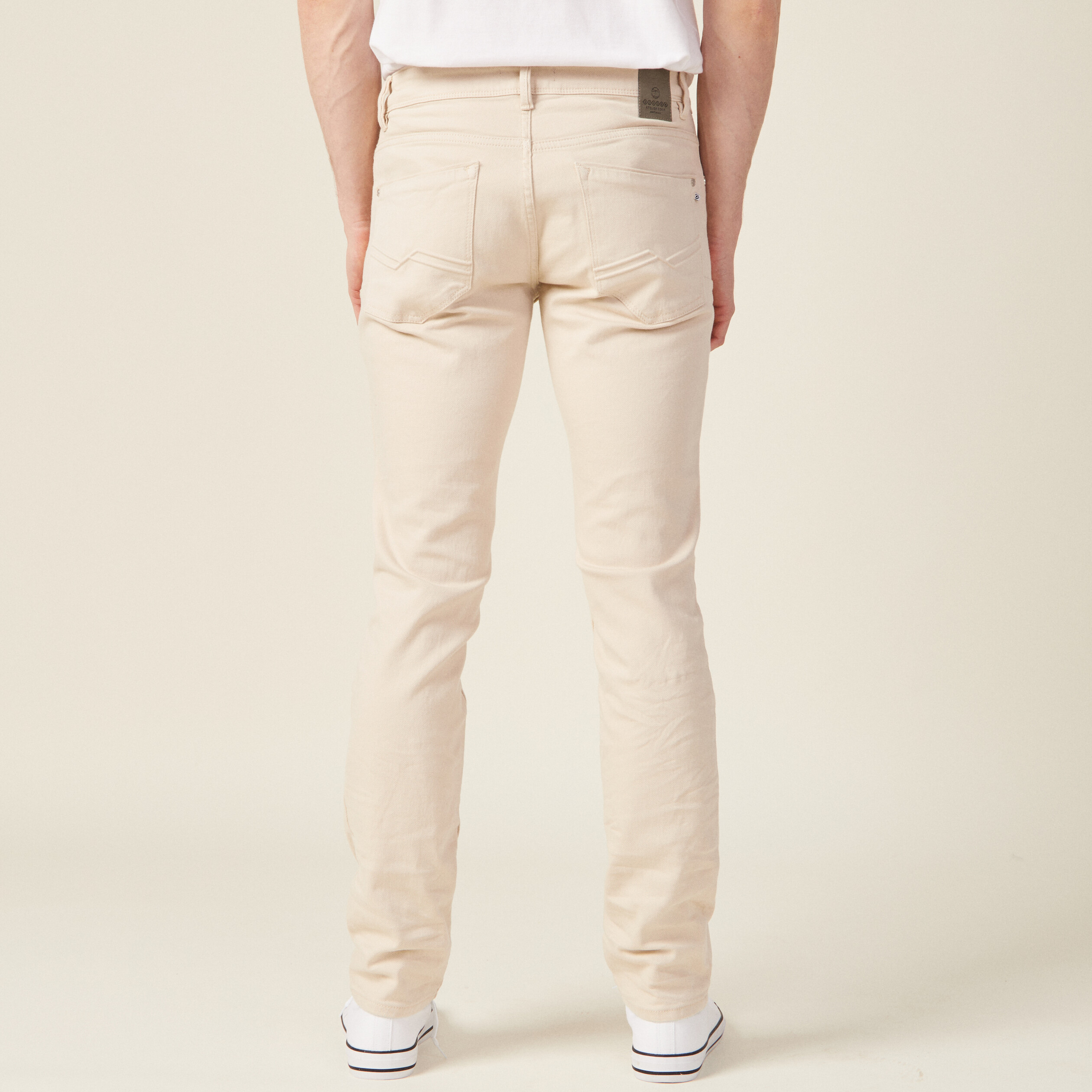 Jeans slim beige homme