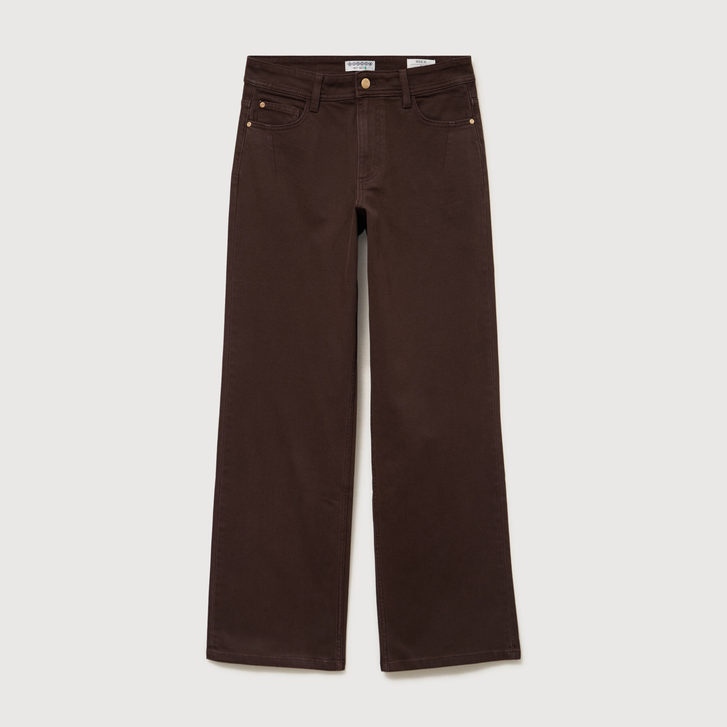 Pantalon wide leg taille standard marron femme