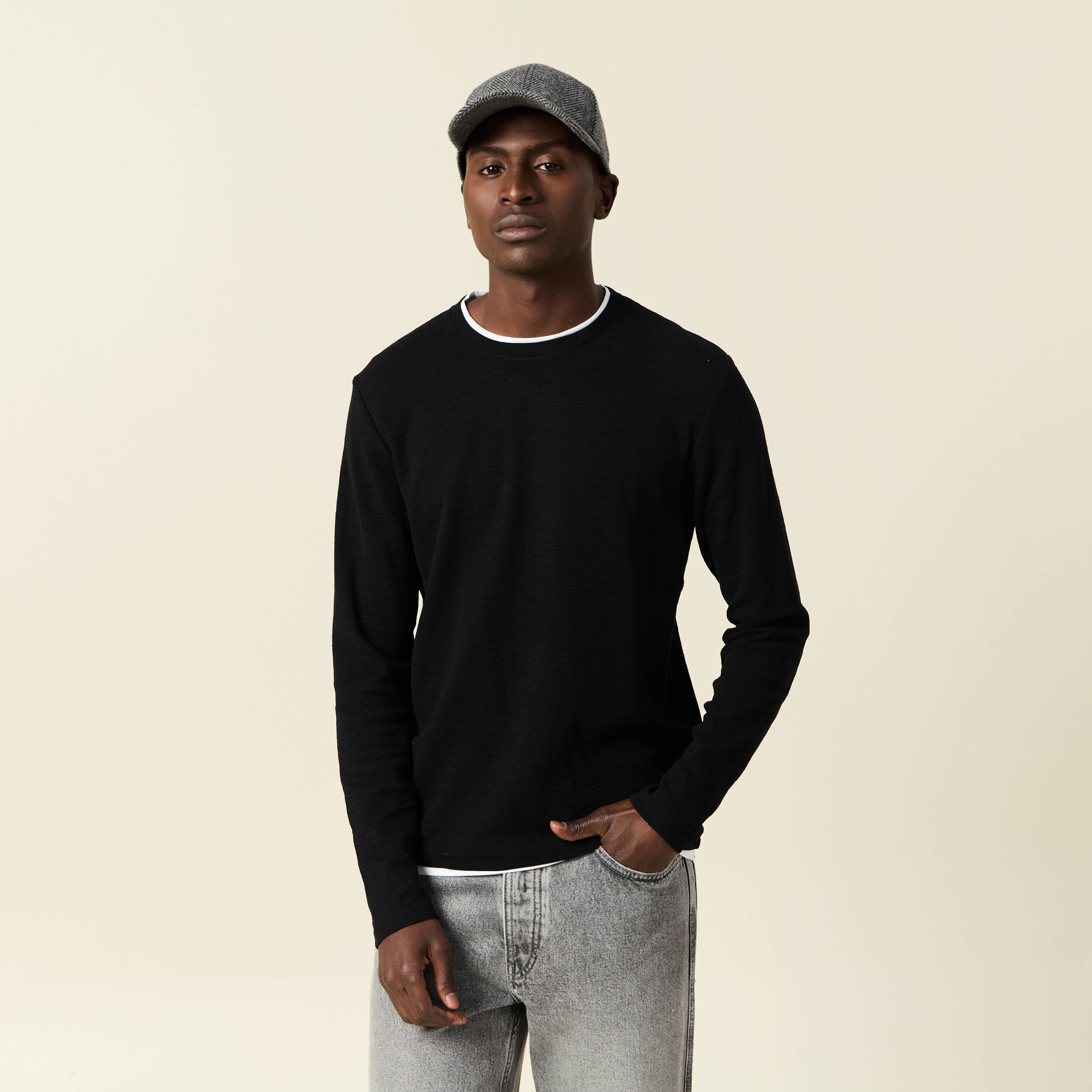T shirt manches longues noir homme Vibs