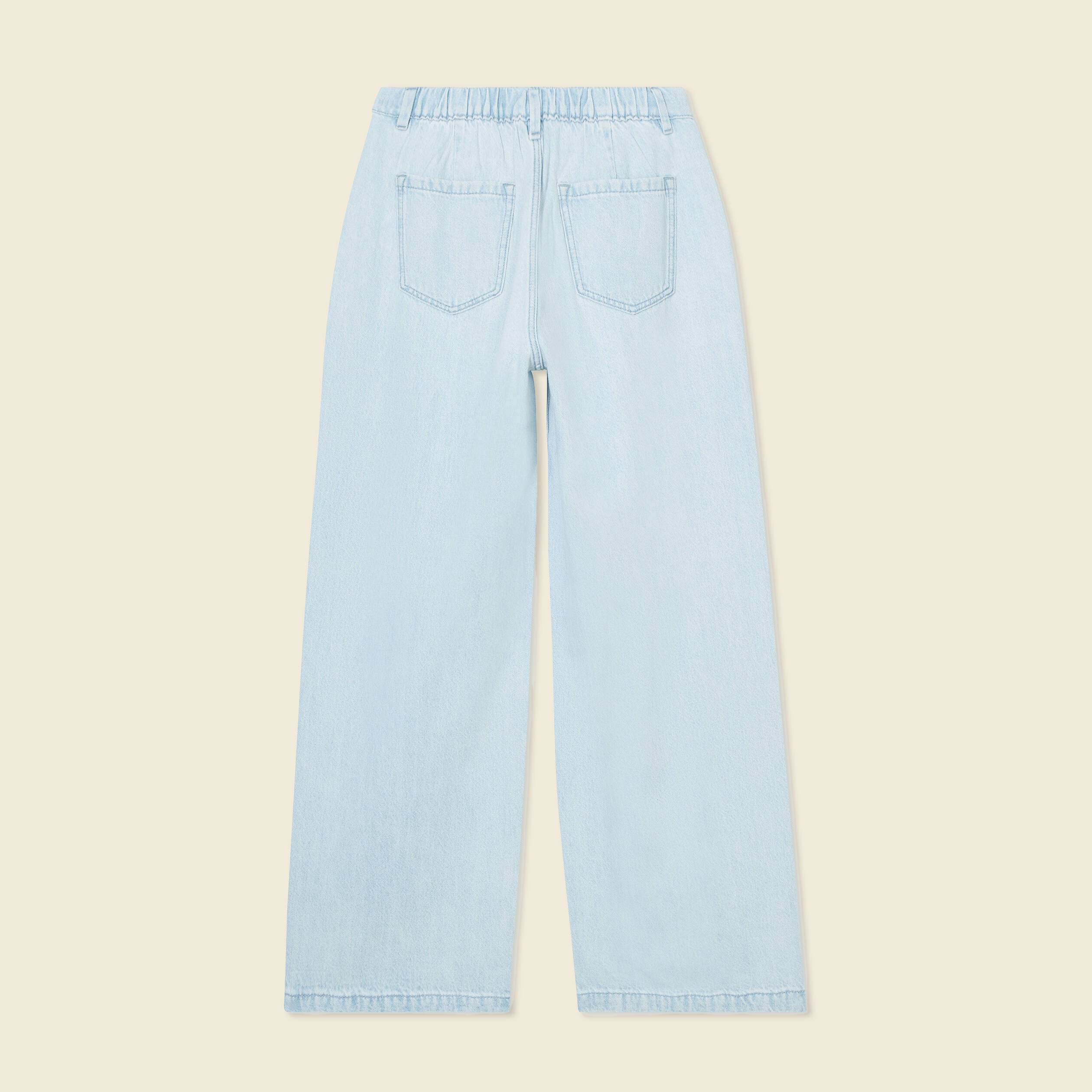 Jeans large &agrave; pinces denim bleach femme