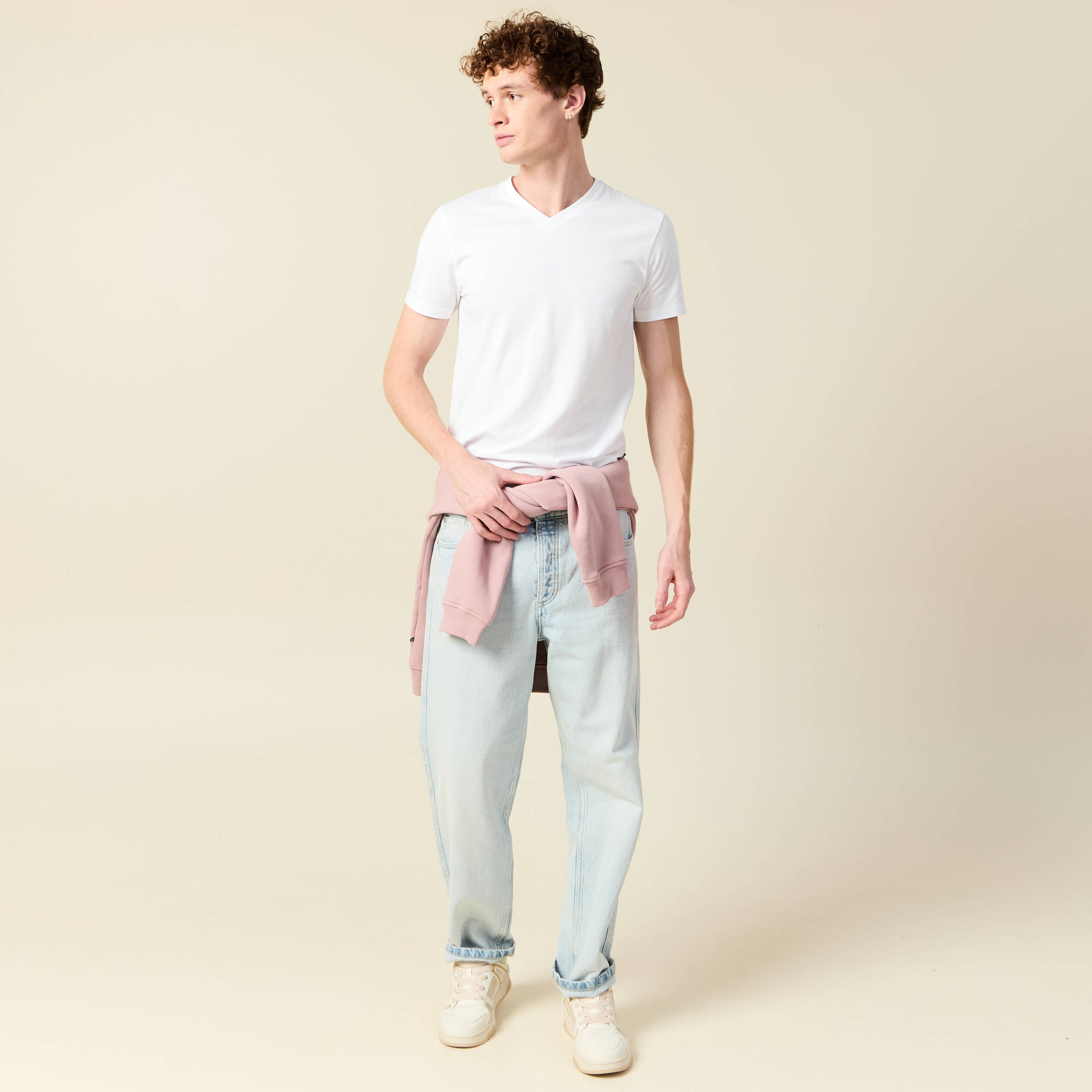 t shirt col v homme instinct blanc homme T-shirt col V homme Instinct blanc homme