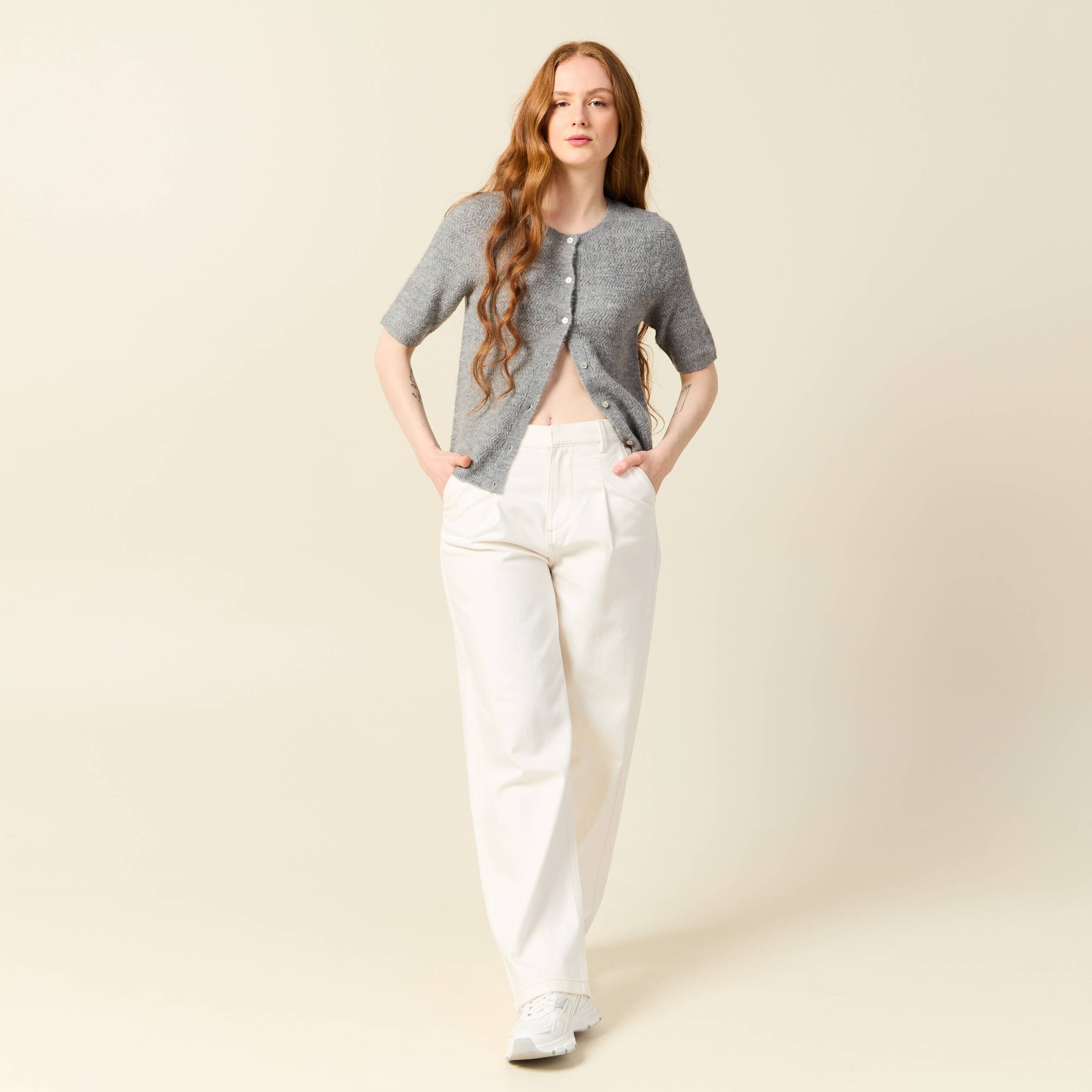gilet manches courtes gris clair femme Gilet manches courtes gris clair femme