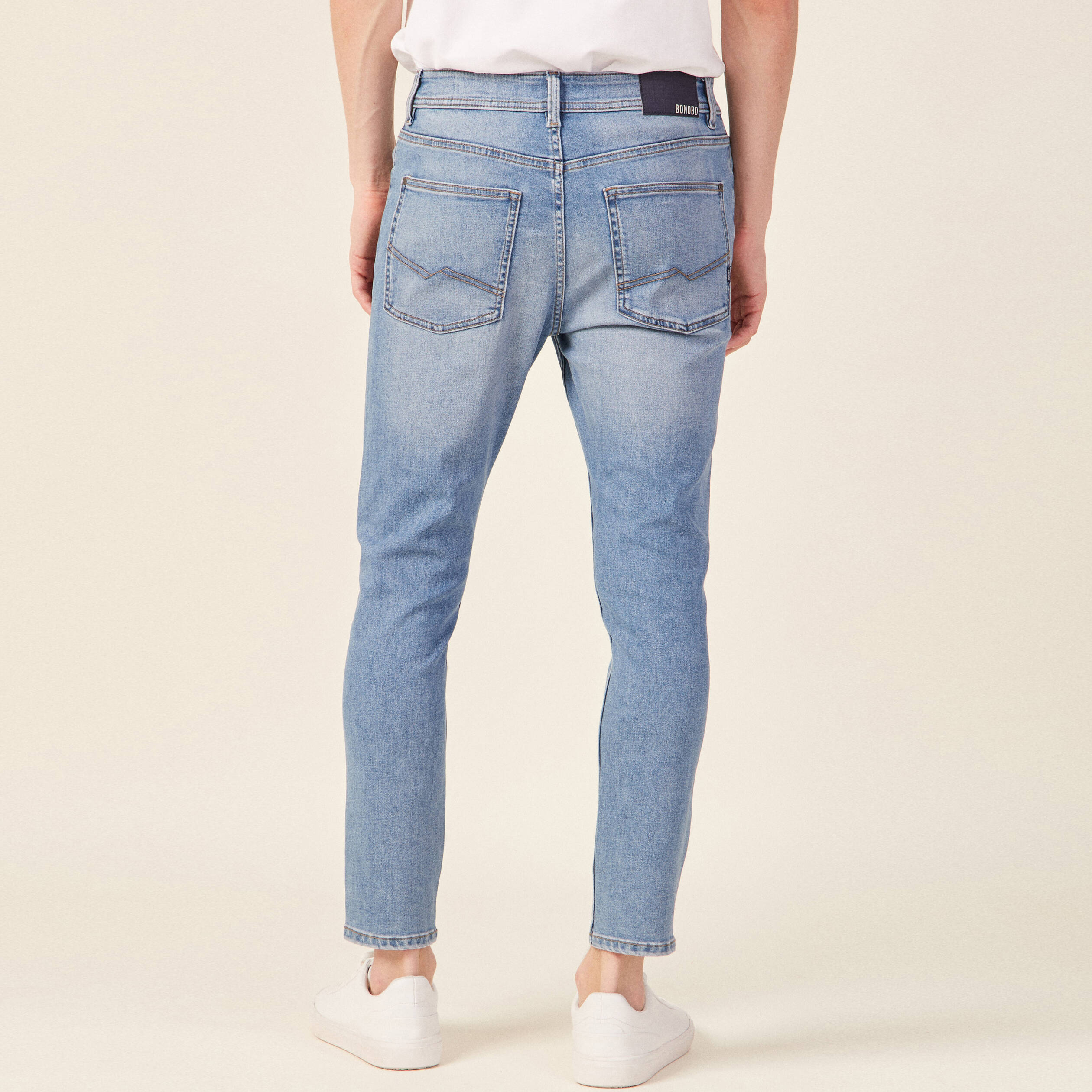 jeans tapered 5 poches denim used homme Jeans tapered 5 poches denim used homme