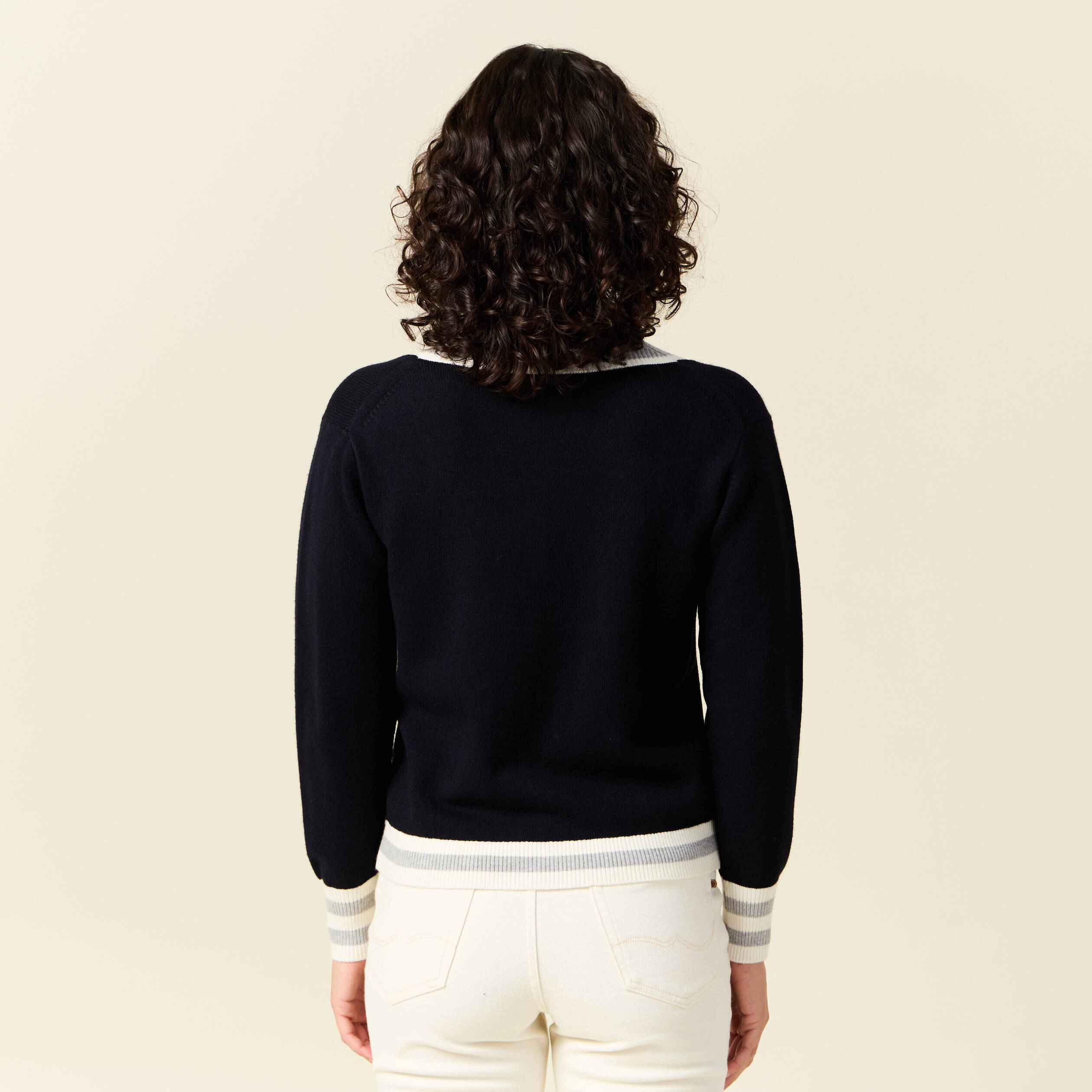 Pull manches longues bleu marine femme