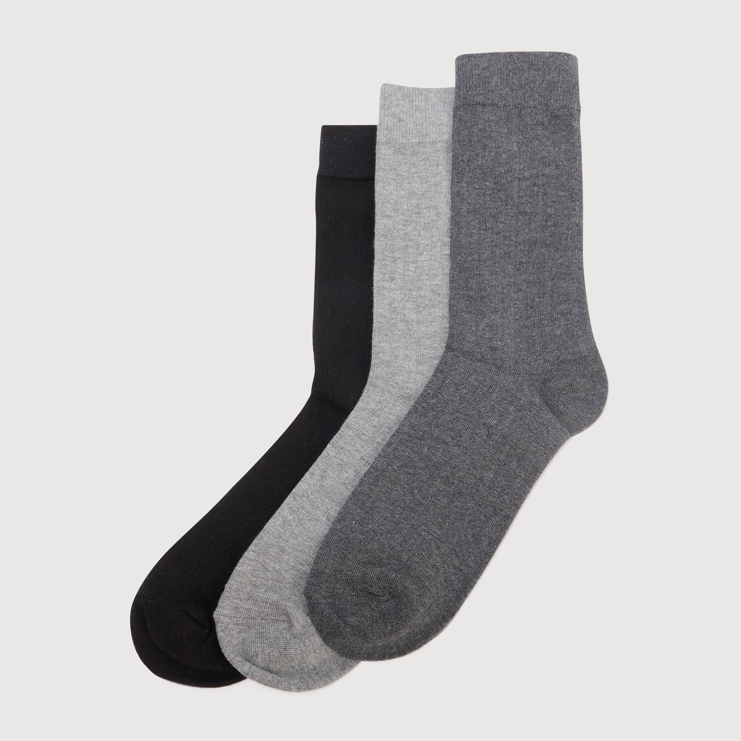 Lot de 3 paires chaussettes hautes gris fonc&eacute; homme