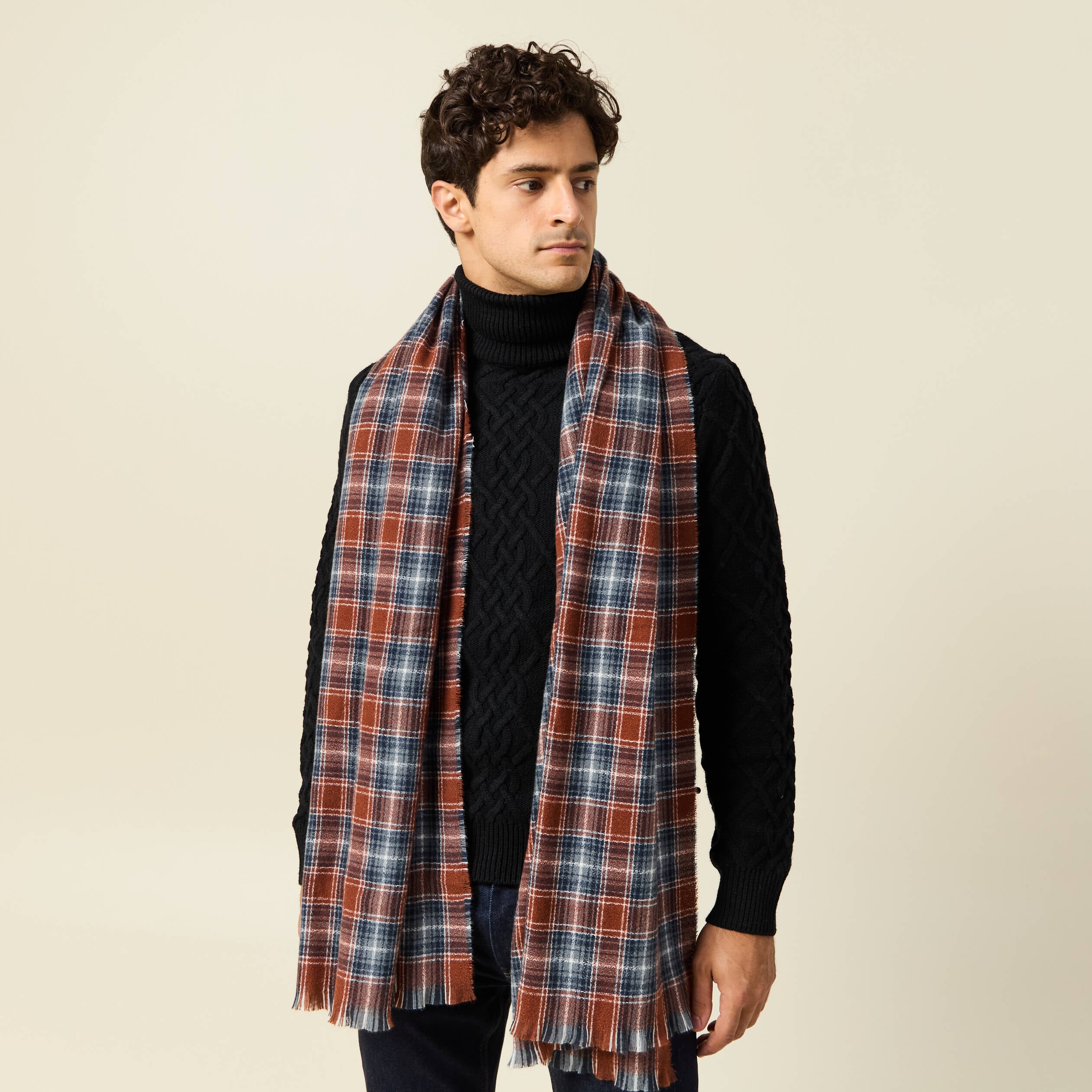 &Eacute;charpe marron cognac homme
