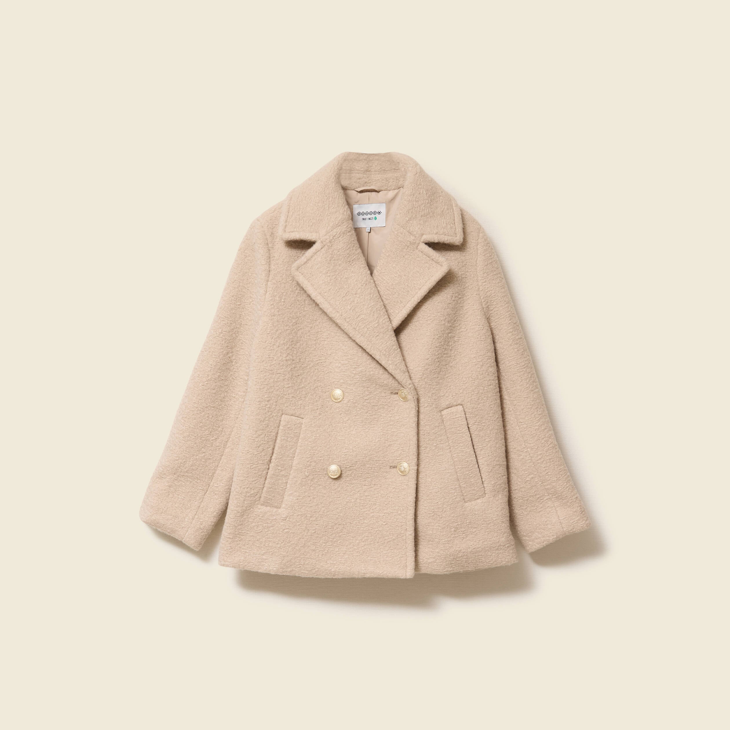 Caban oversize court beige femme