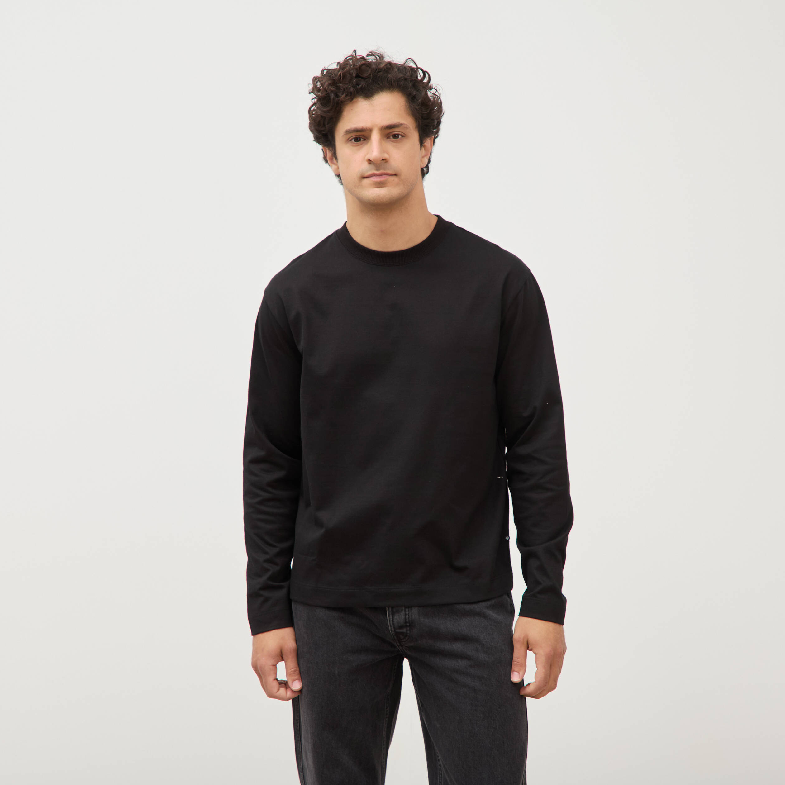 T-shirt en coton manches longues noir homme