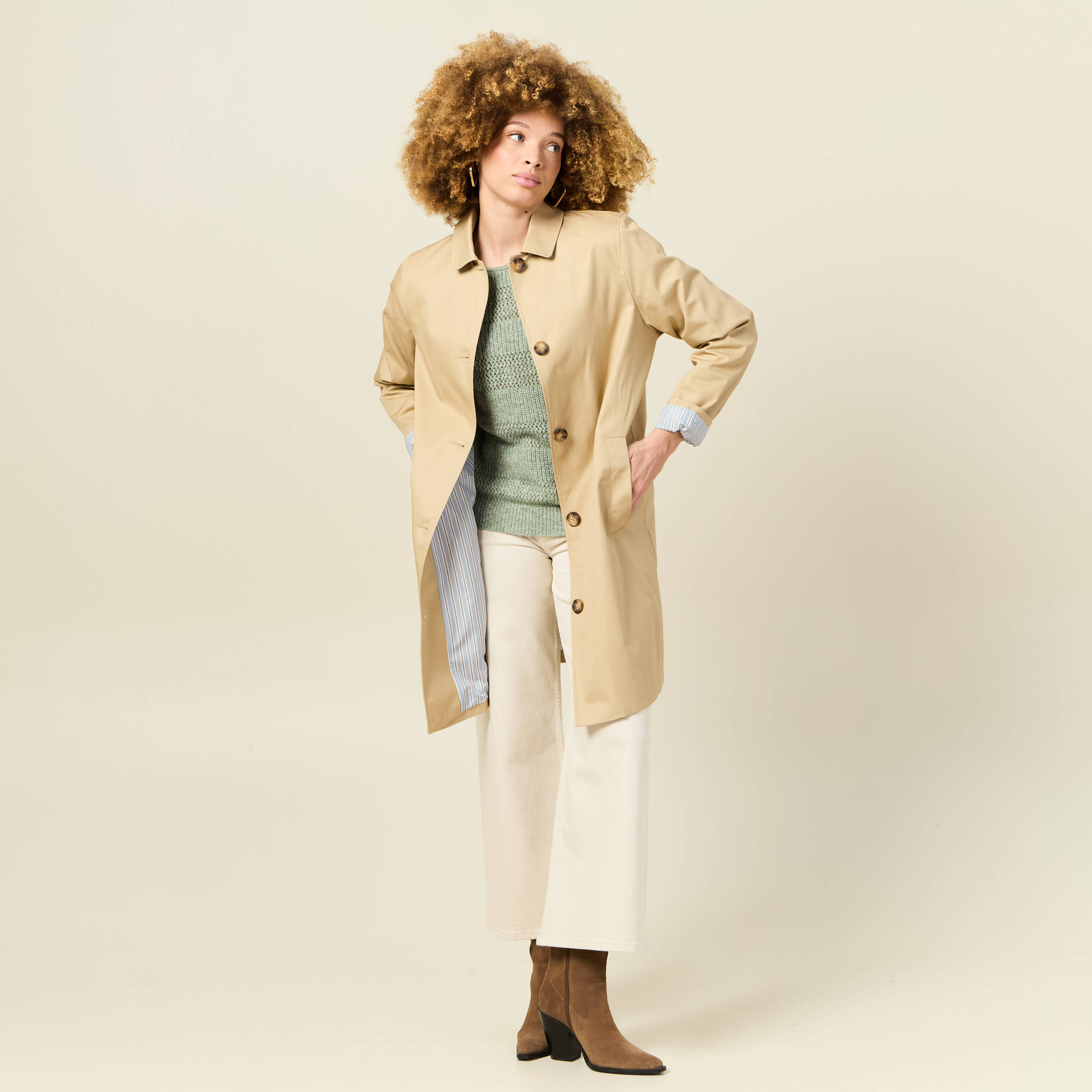 Trench Beige Femme Trench Femme Bonobo Manteau Long Oversize Creme