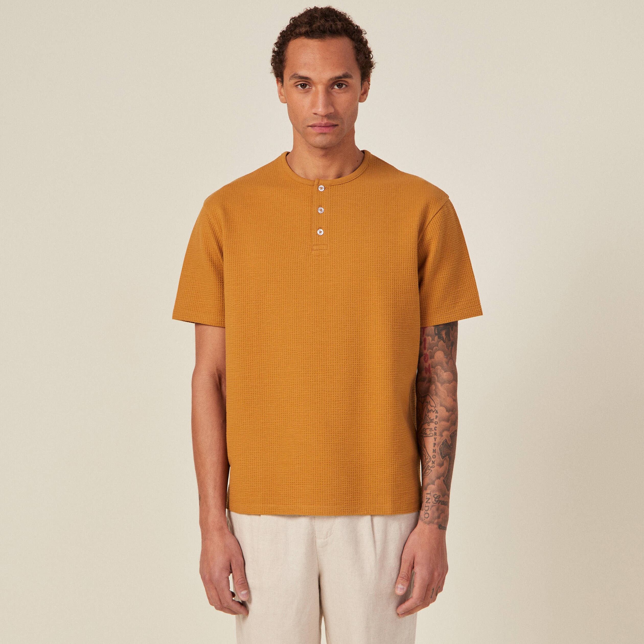 T-shirt oversize manches courtes camel homme
