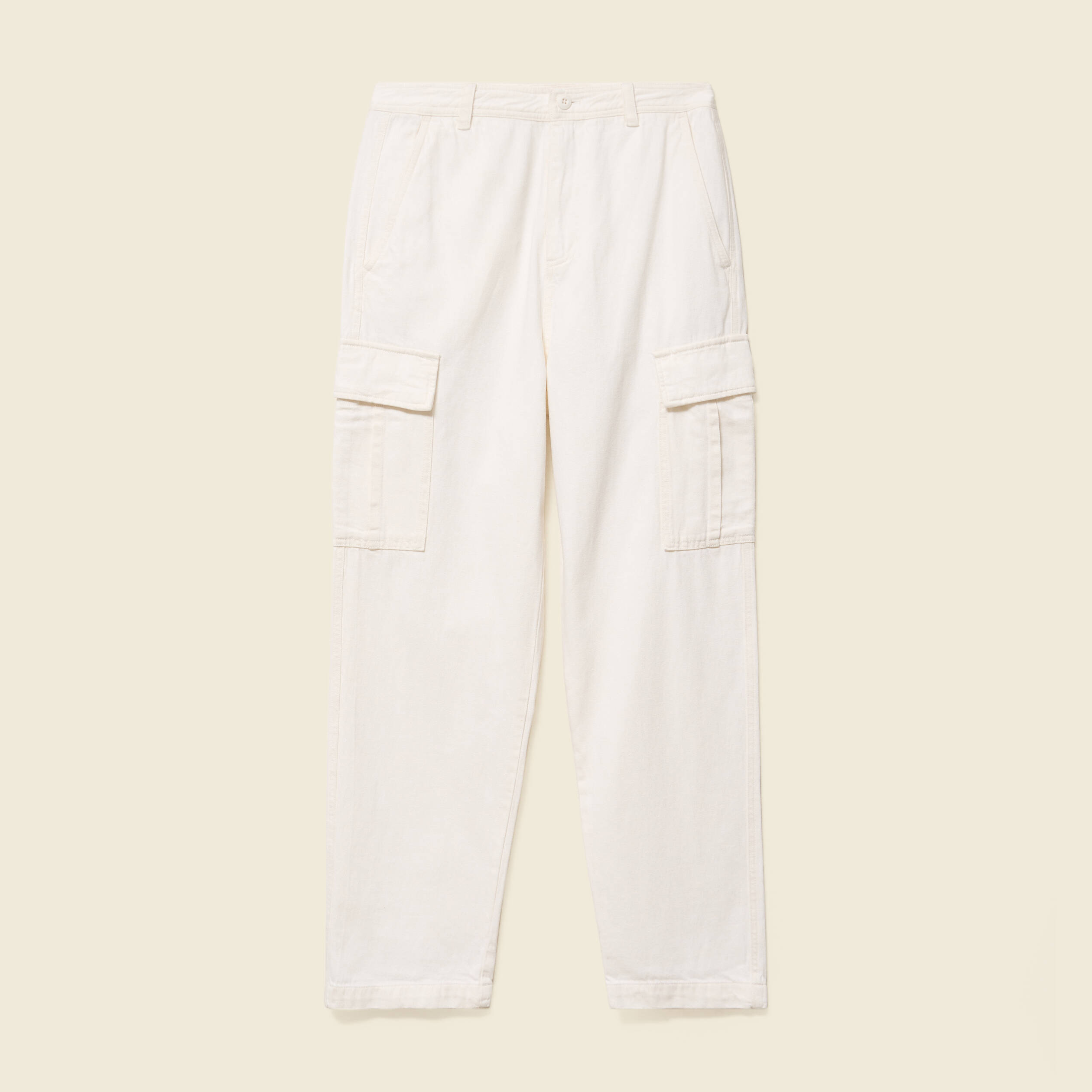 Pantalon cargo large longueur 32 ecru homme