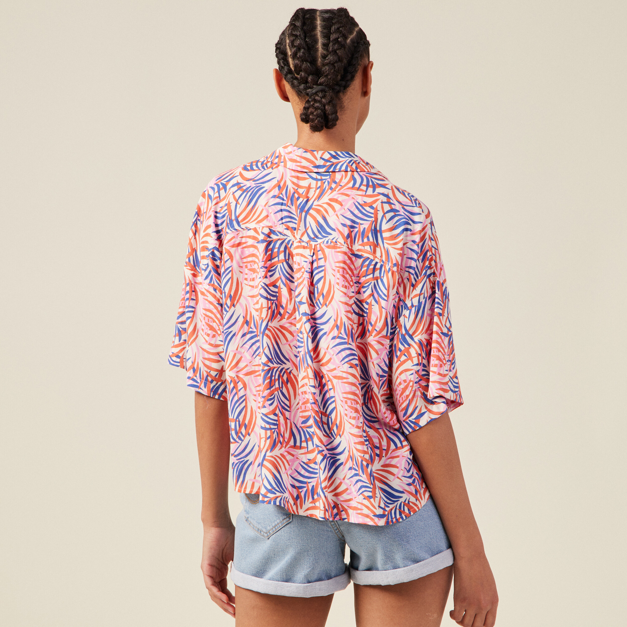 Chemise manches courtes multicolore femme