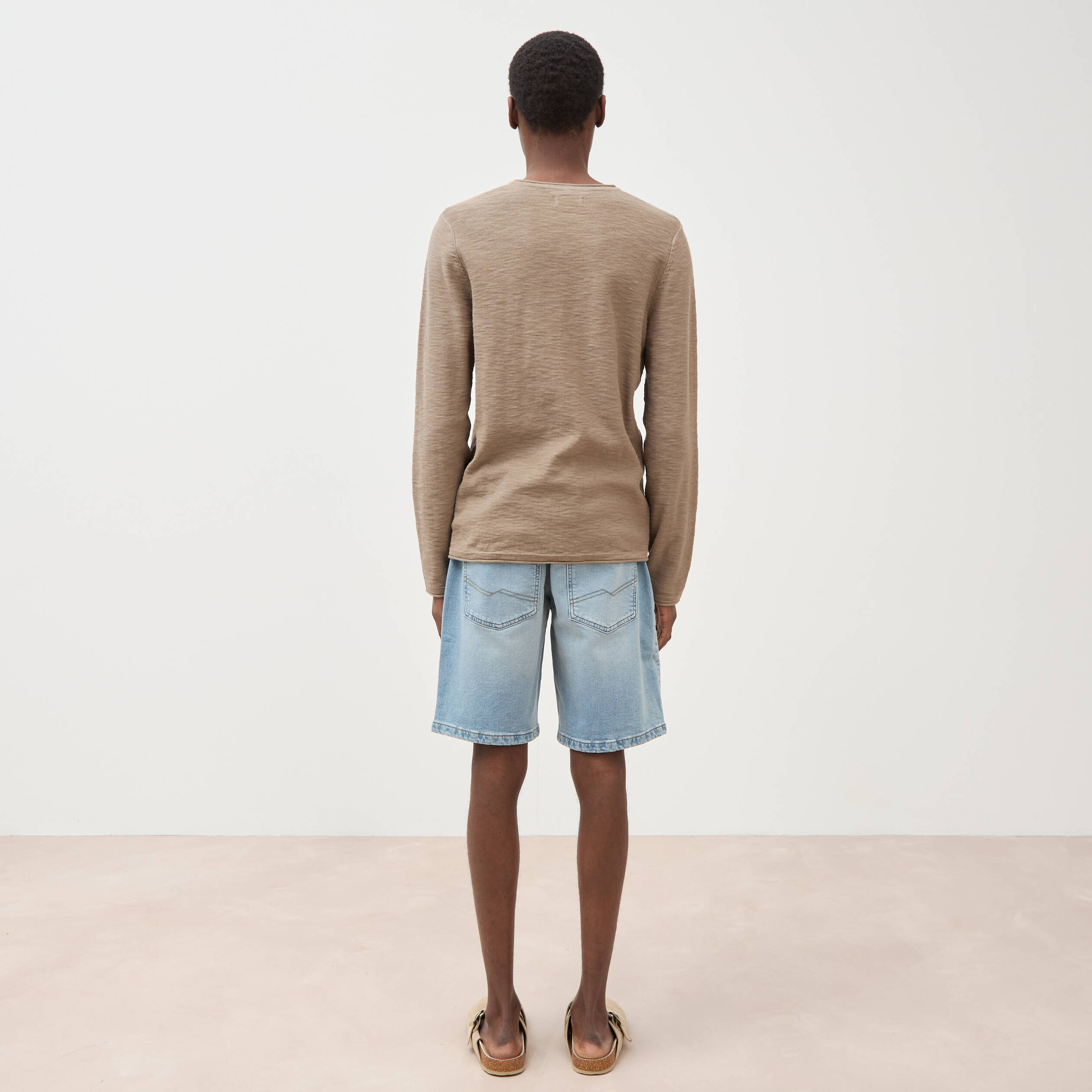 Pull manches longues taupe homme
